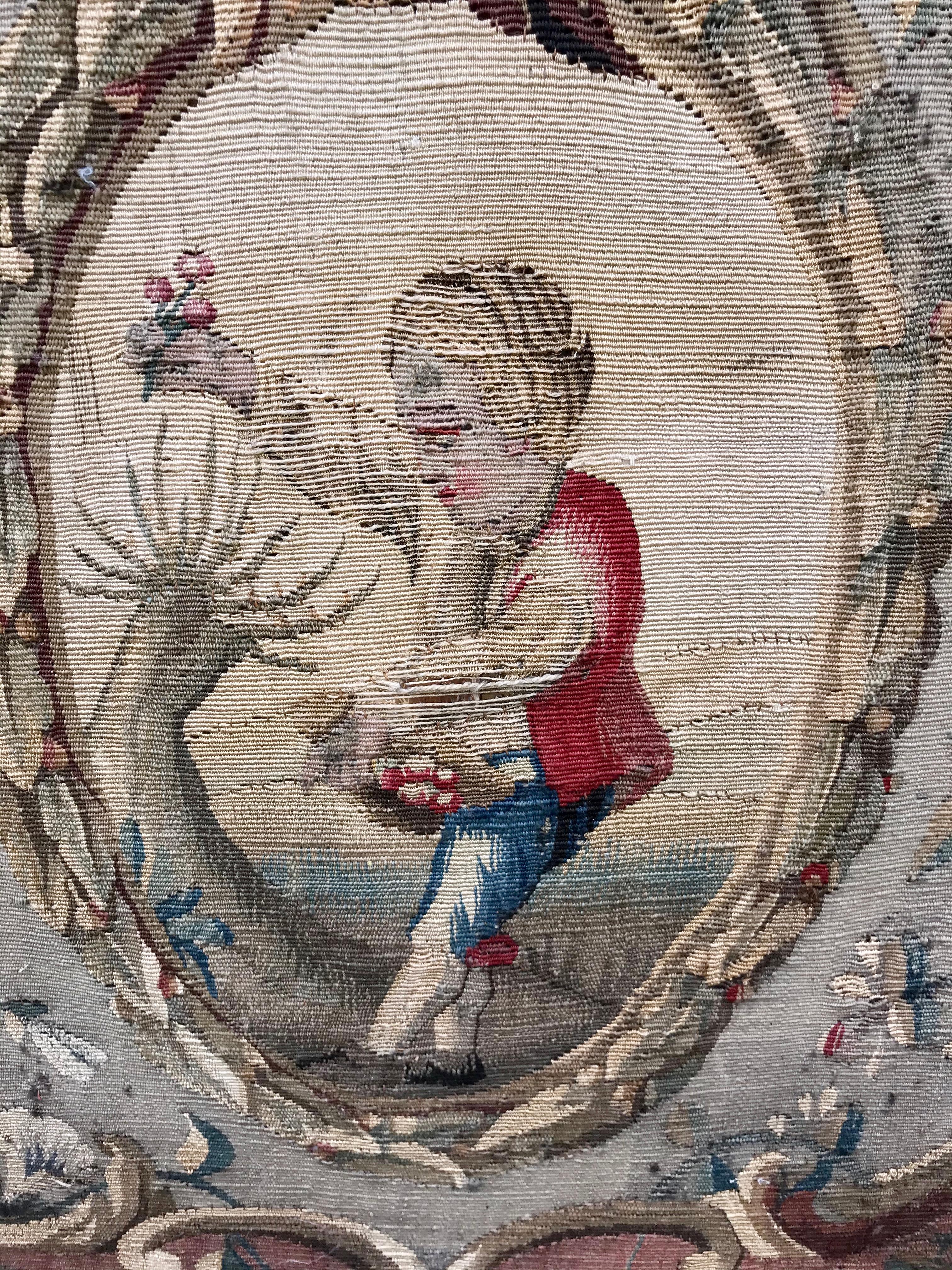 19th Century Tall Louis Xvi Style Tapestry and Giltwood Firescreen