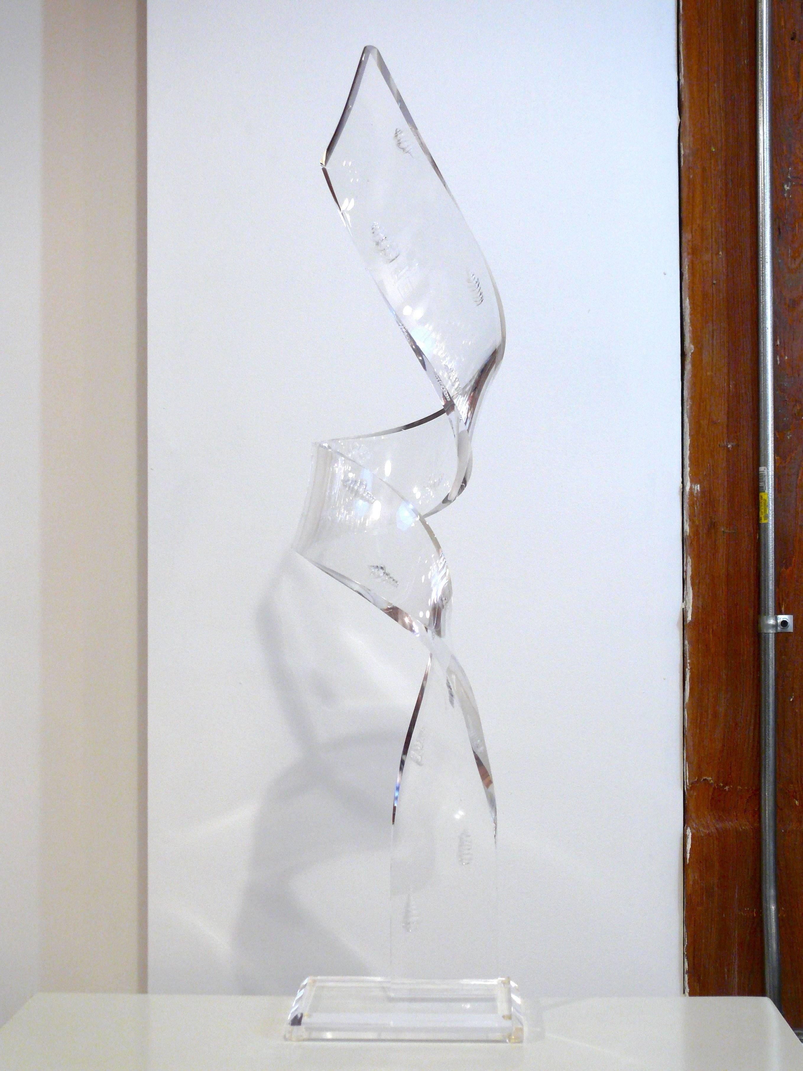 Mid-Century Modern Tall Lucite Sculpture With Seashells For Sale