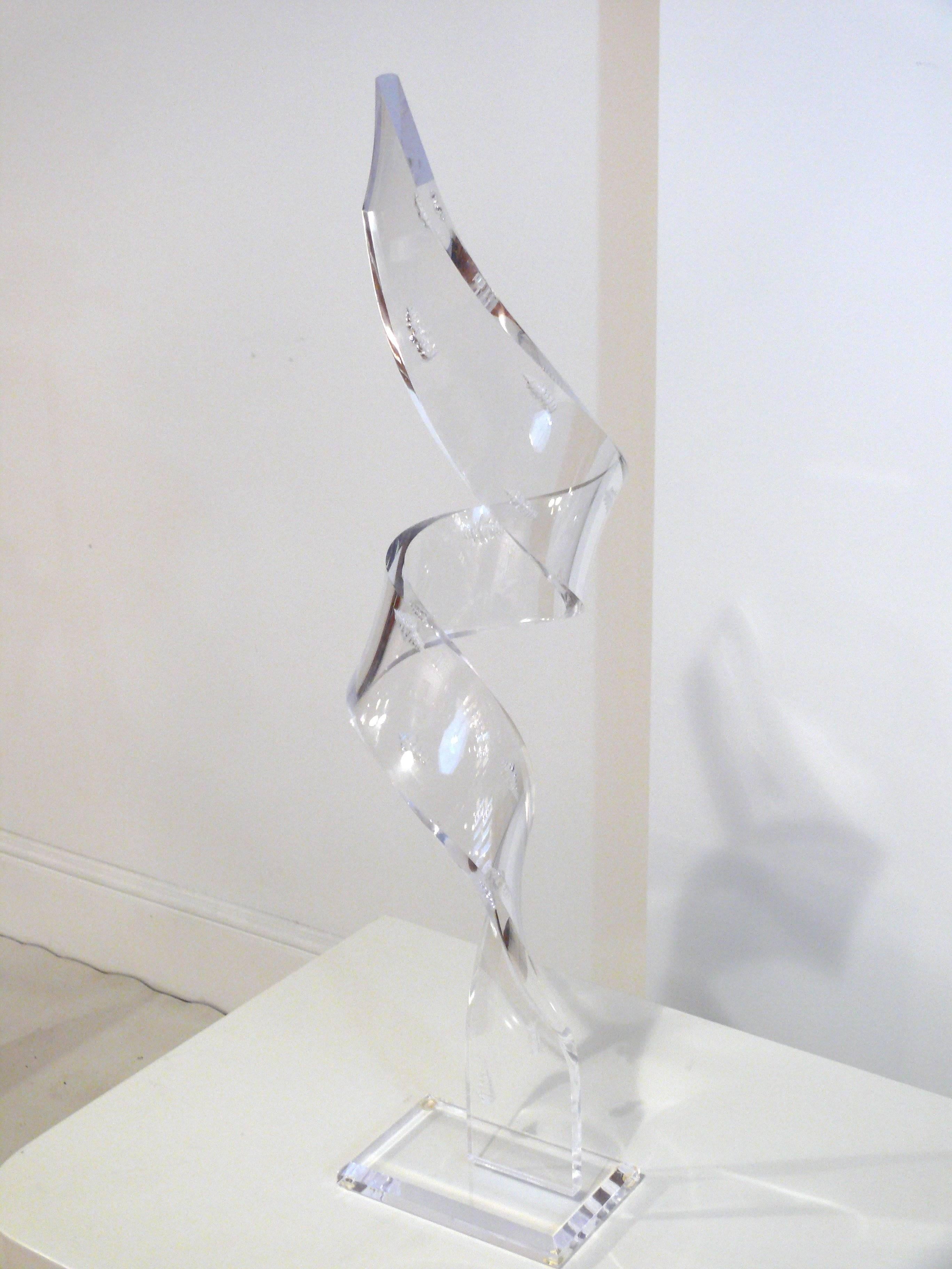 Tall Lucite Sculpture With Seashells For Sale 2