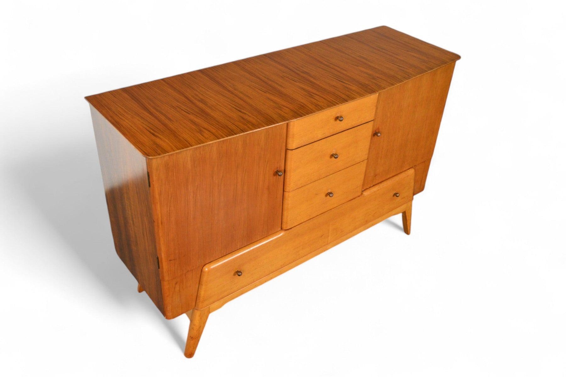 Mid-Century Modern Tall Mahogany and Birch Sideboard by Lebus Link