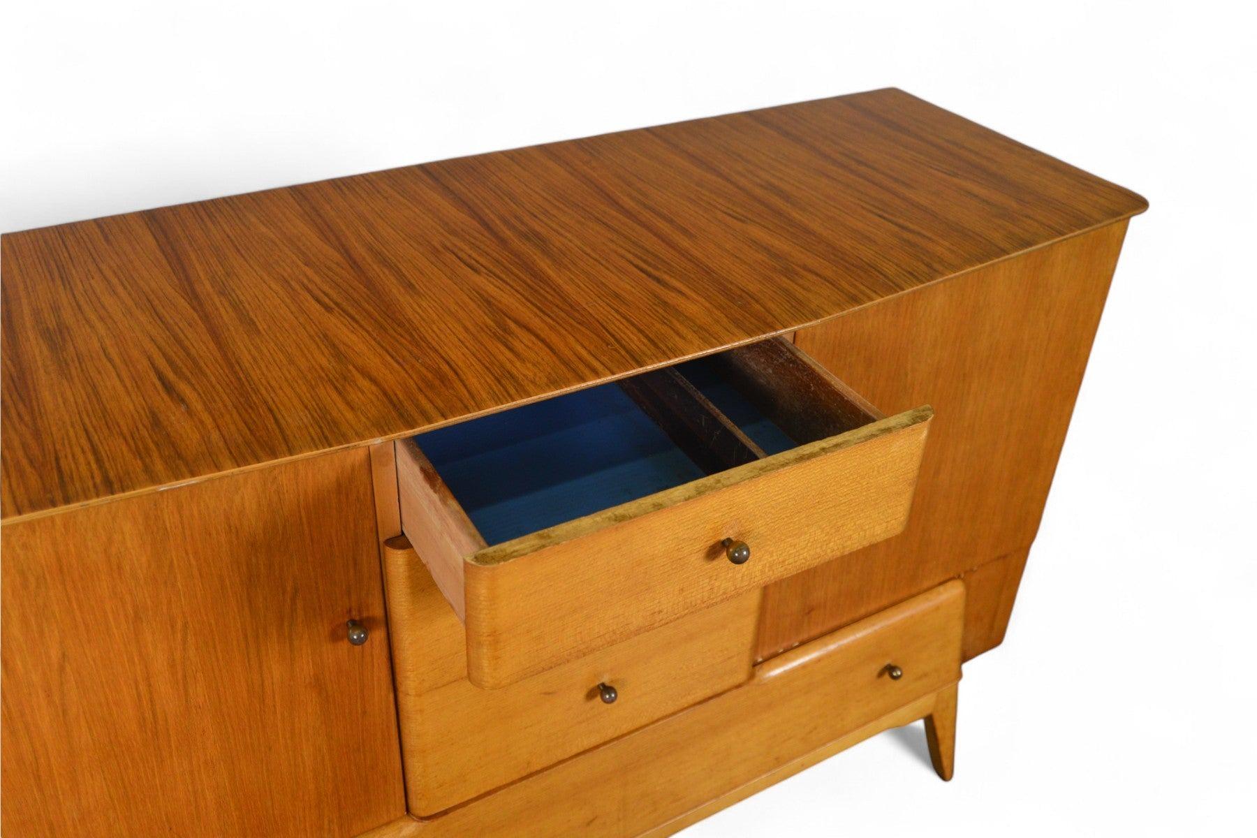 Tall Mahogany and Birch Sideboard by Lebus Link In Good Condition In Berkeley, CA