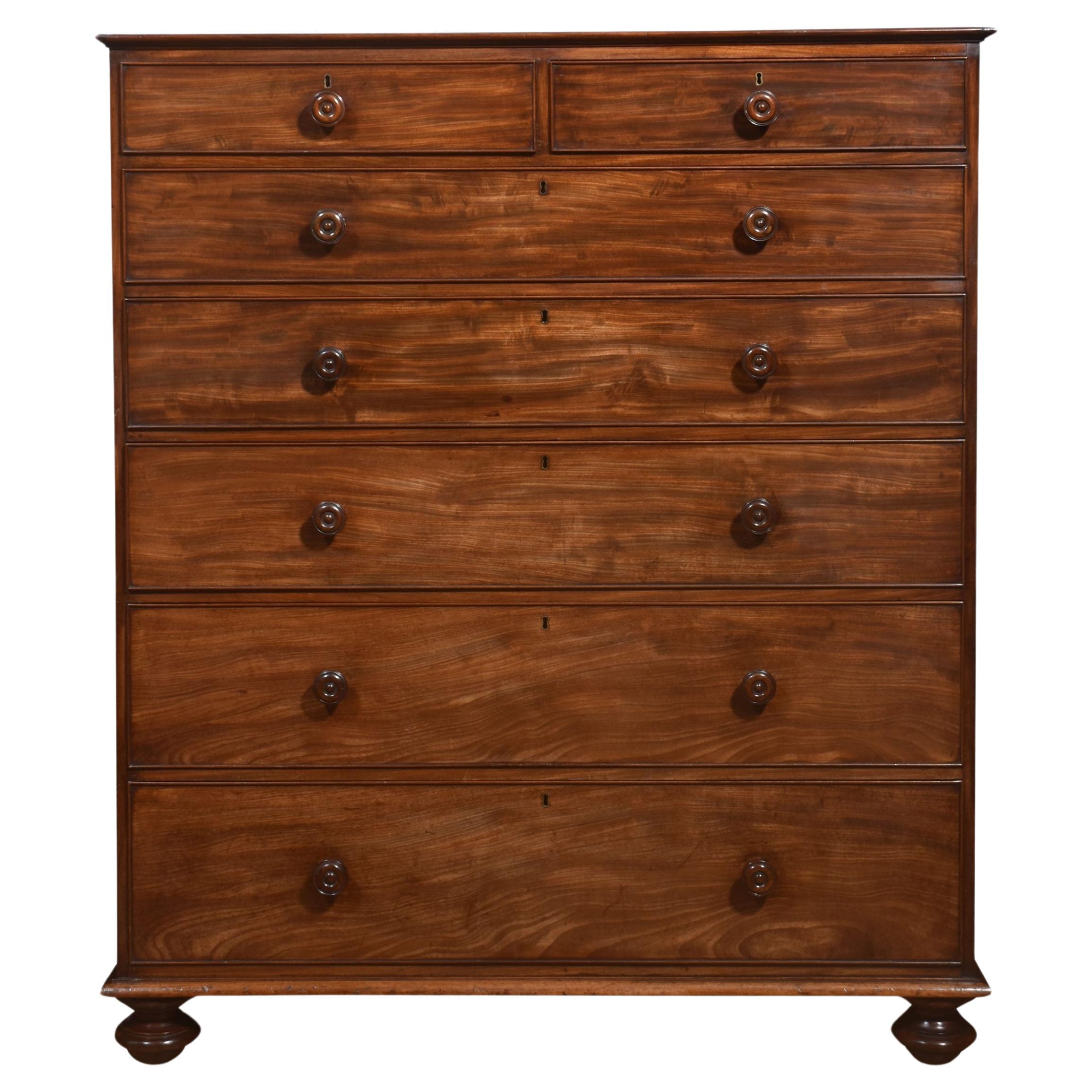 Tall mahogany chest of drawers For Sale