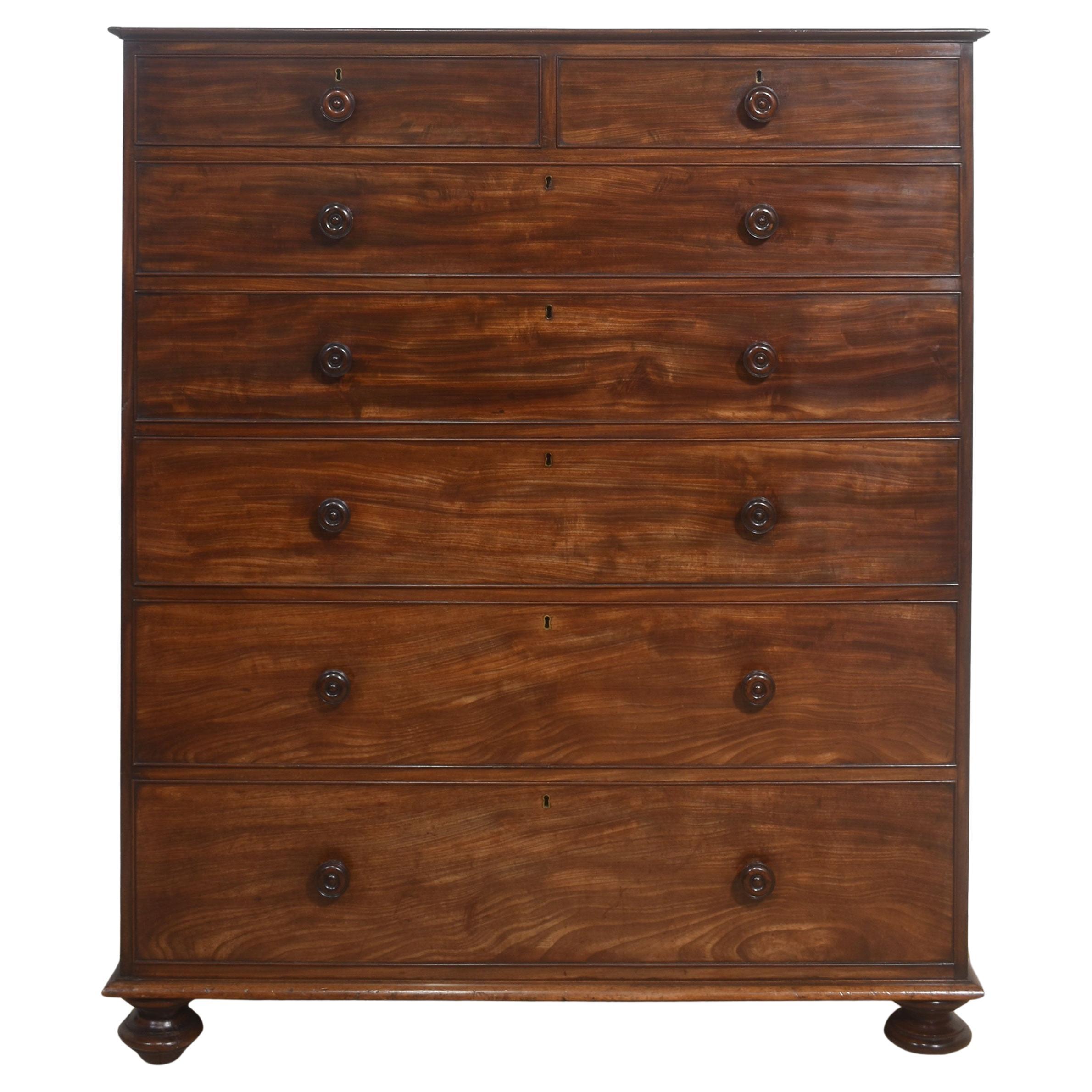 Tall mahogany chest of drawers