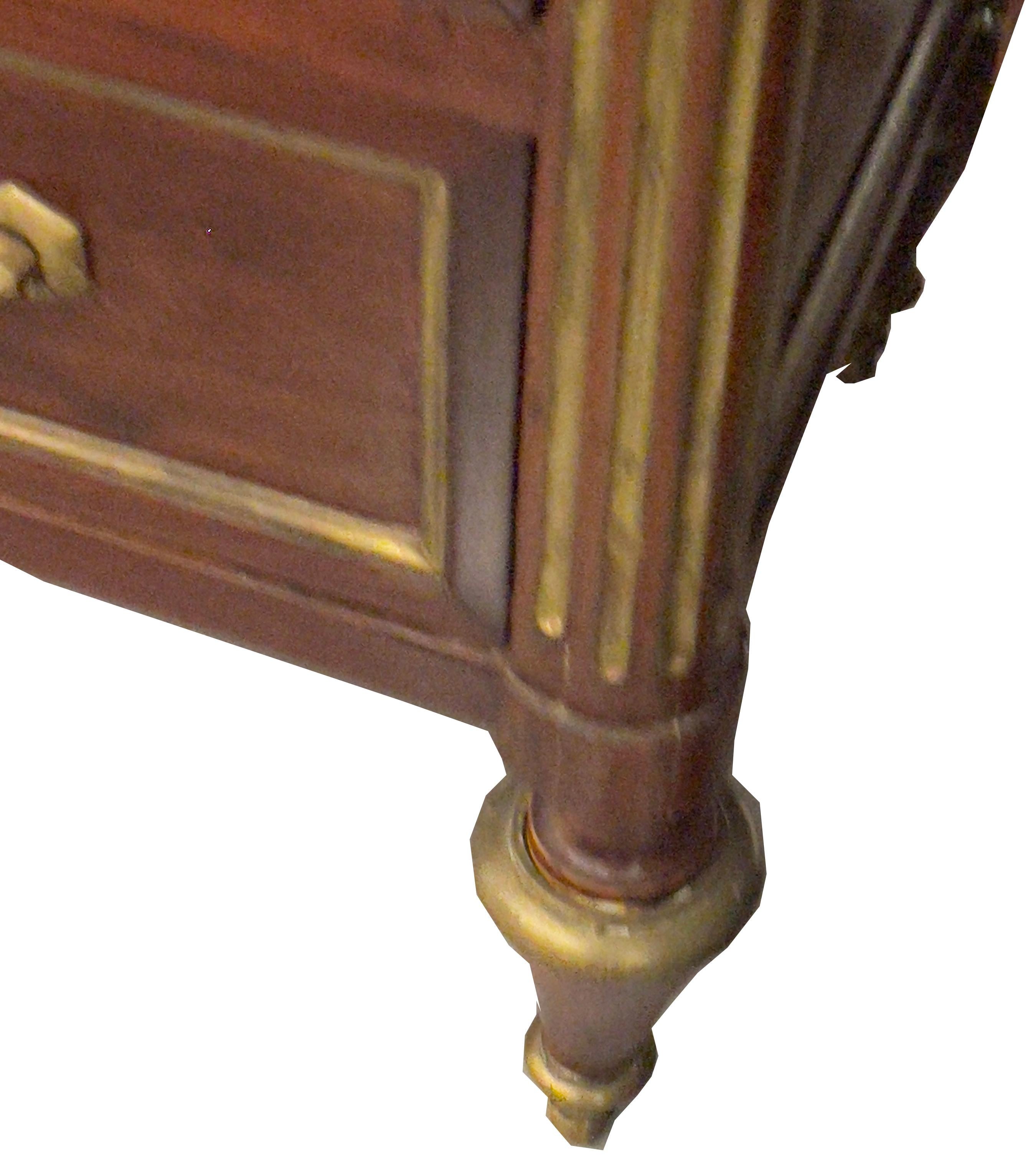 Tall Mahogany Chest of Drawers with Bronze Trim and White Marble Top For Sale 2