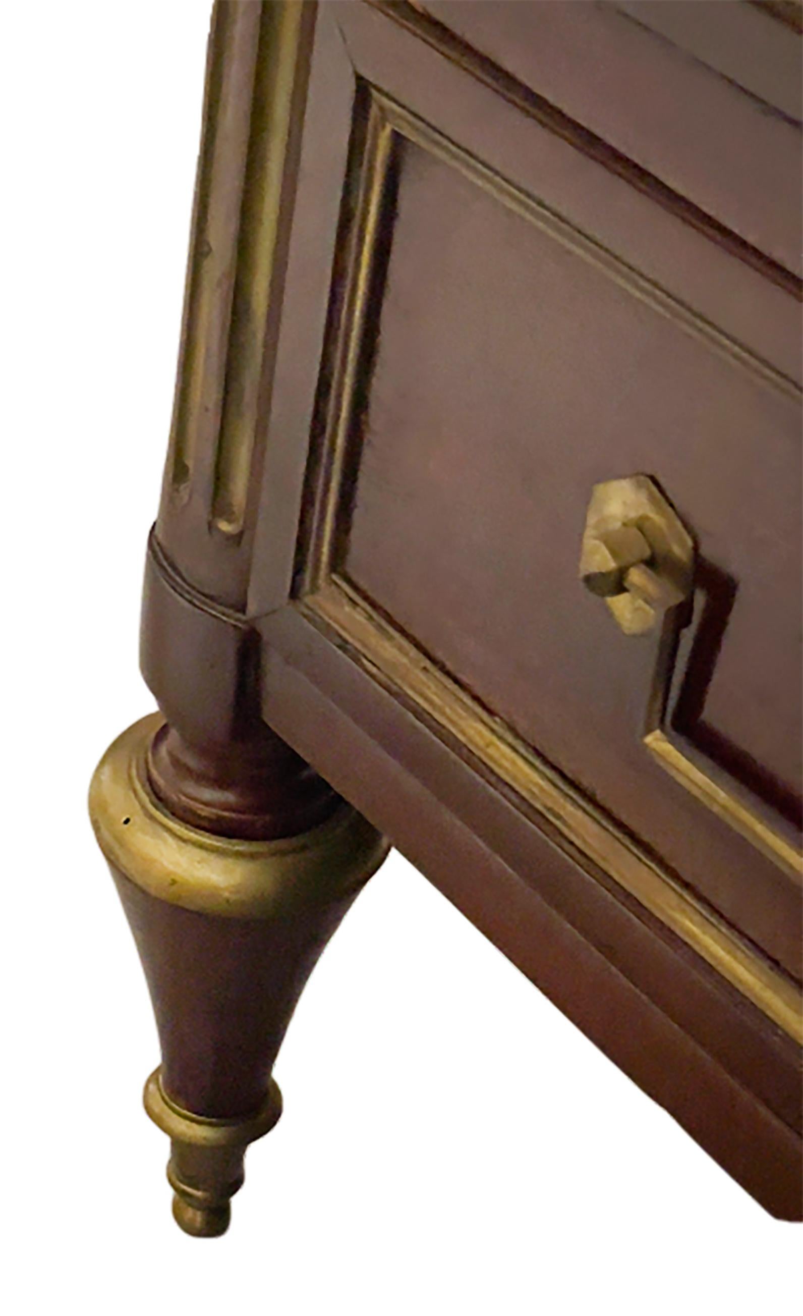 Tall Mahogany Chest of Drawers with Bronze Trim and White Marble Top For Sale 3