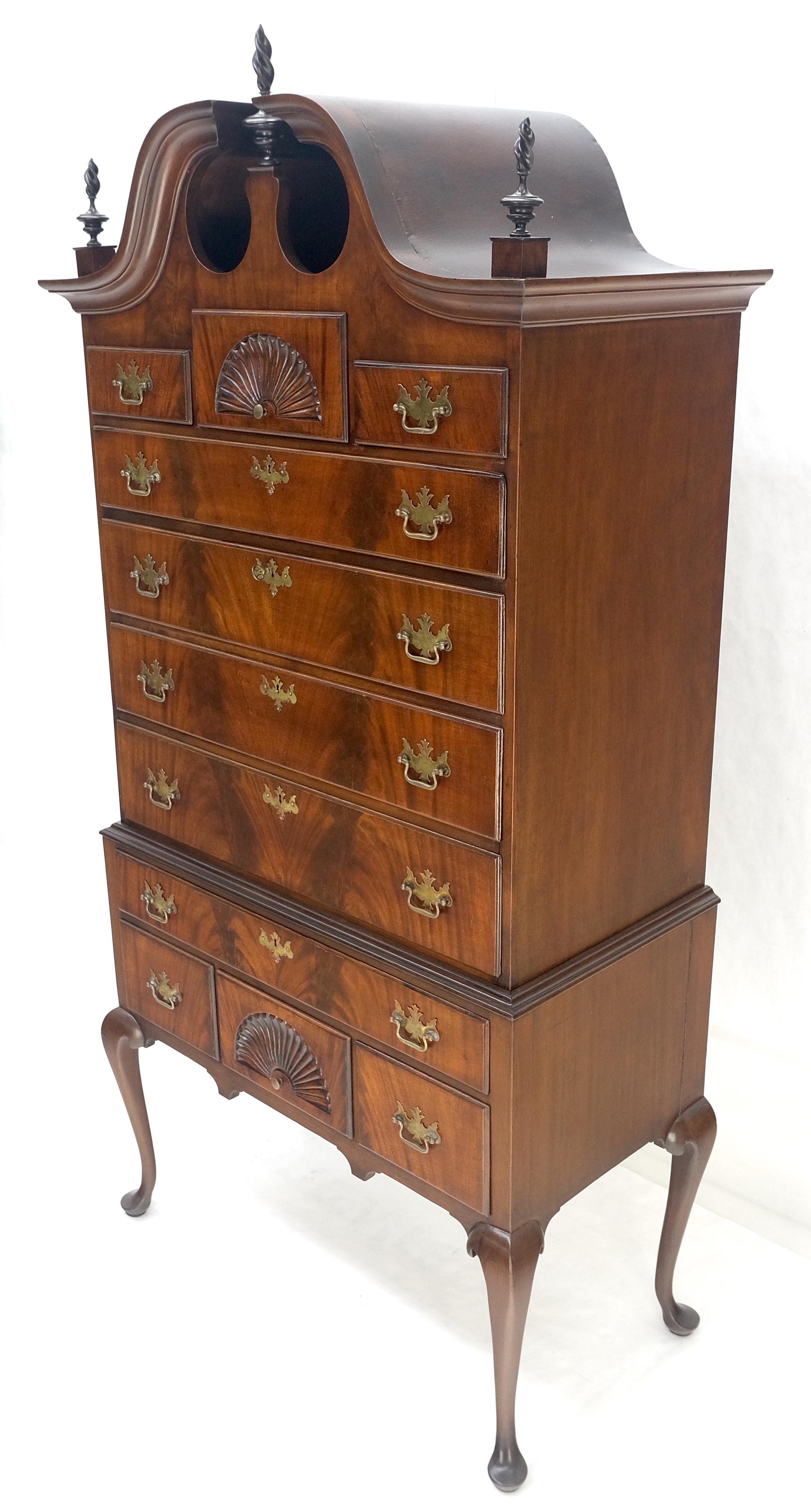 Tall Mahogany Highboy Chippendale Style Queen Ann Legs 11 Drawers Dresser Chest 4
