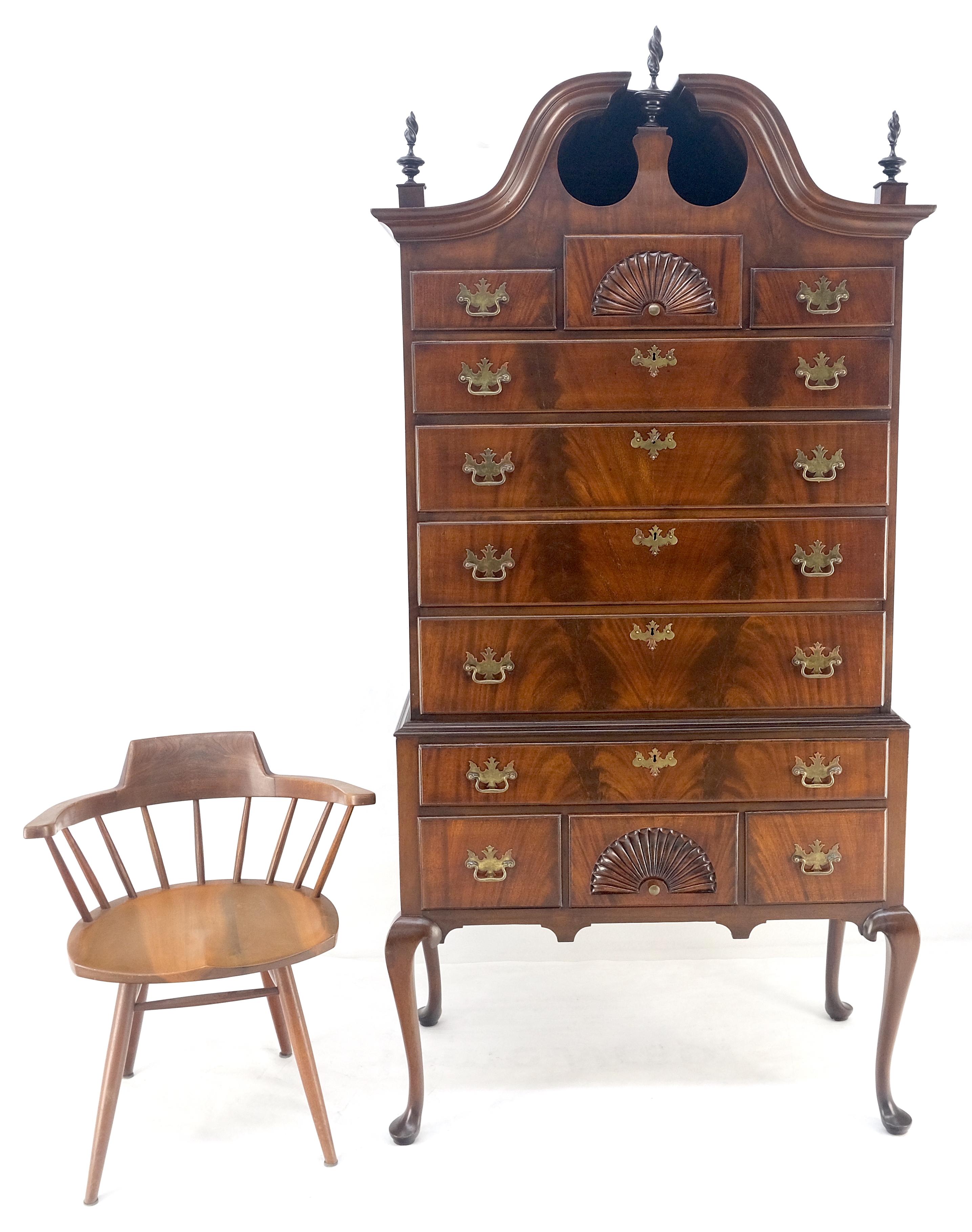 Tall Mahogany Highboy Chippendale Style Queen Ann Legs 11 Drawers Dresser Chest 9