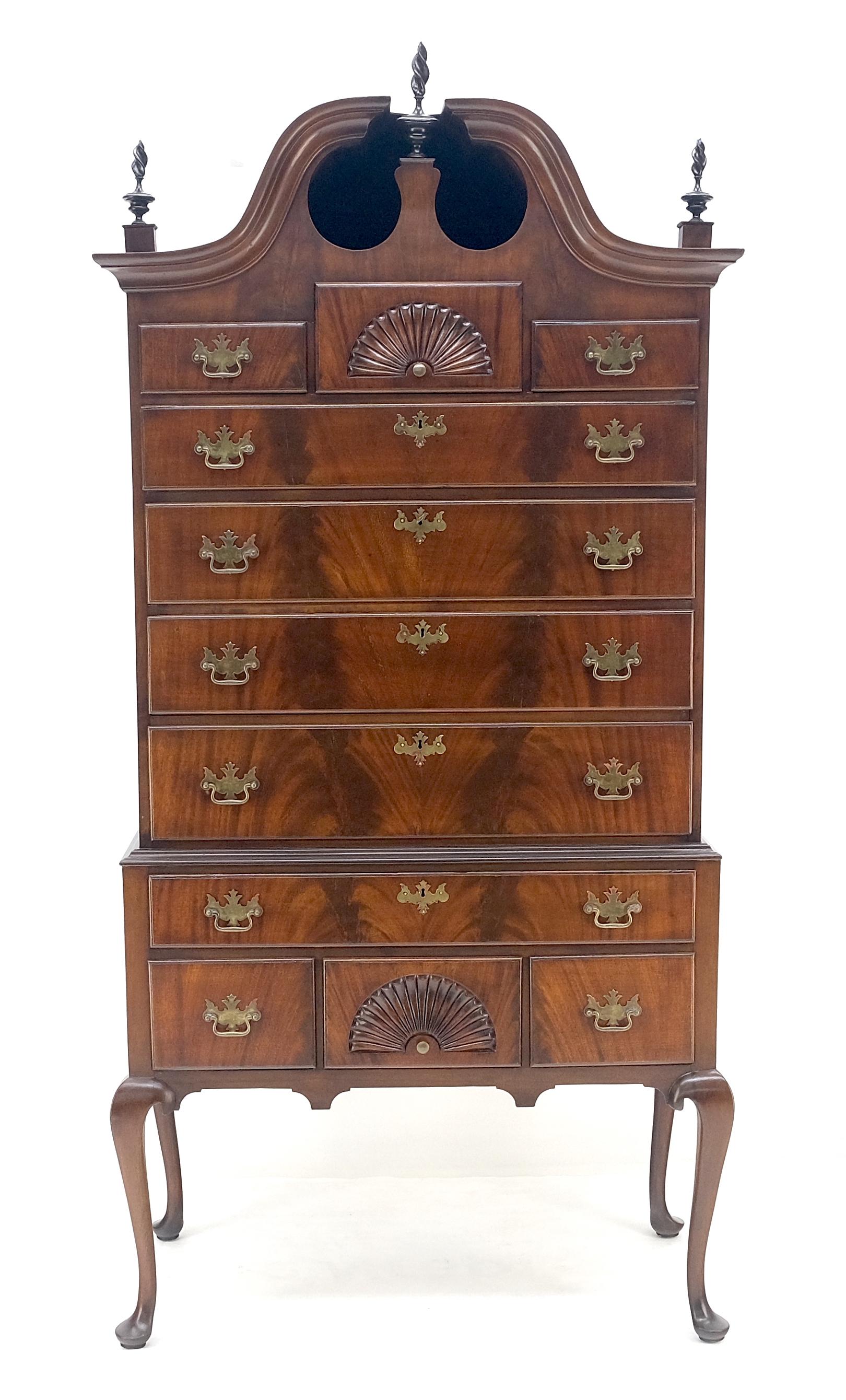 Tall Mahogany Highboy Chippendale Style Queen Ann Legs 11 Drawers Dresser Chest 10
