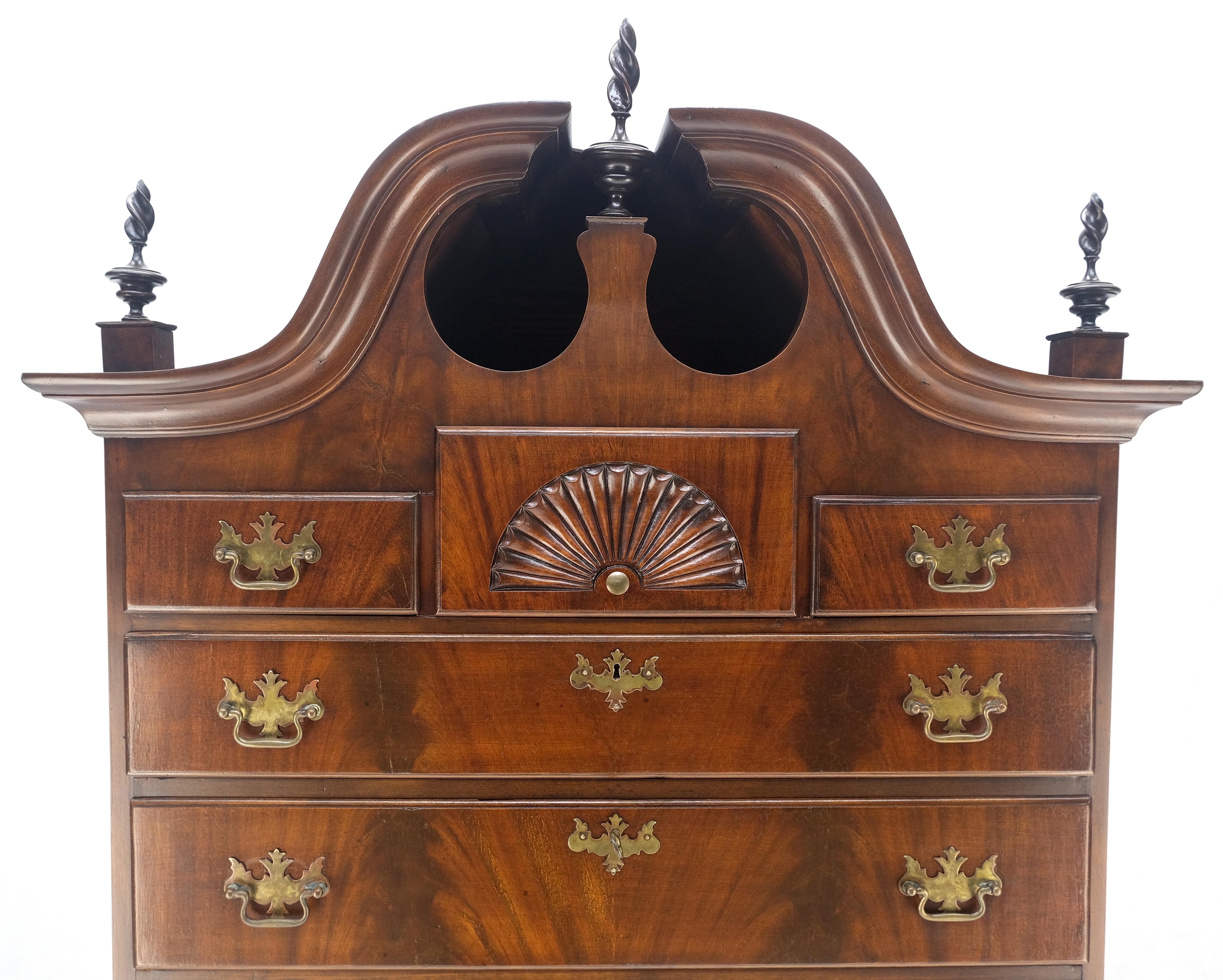 American Tall Mahogany Highboy Chippendale Style Queen Ann Legs 11 Drawers Dresser Chest