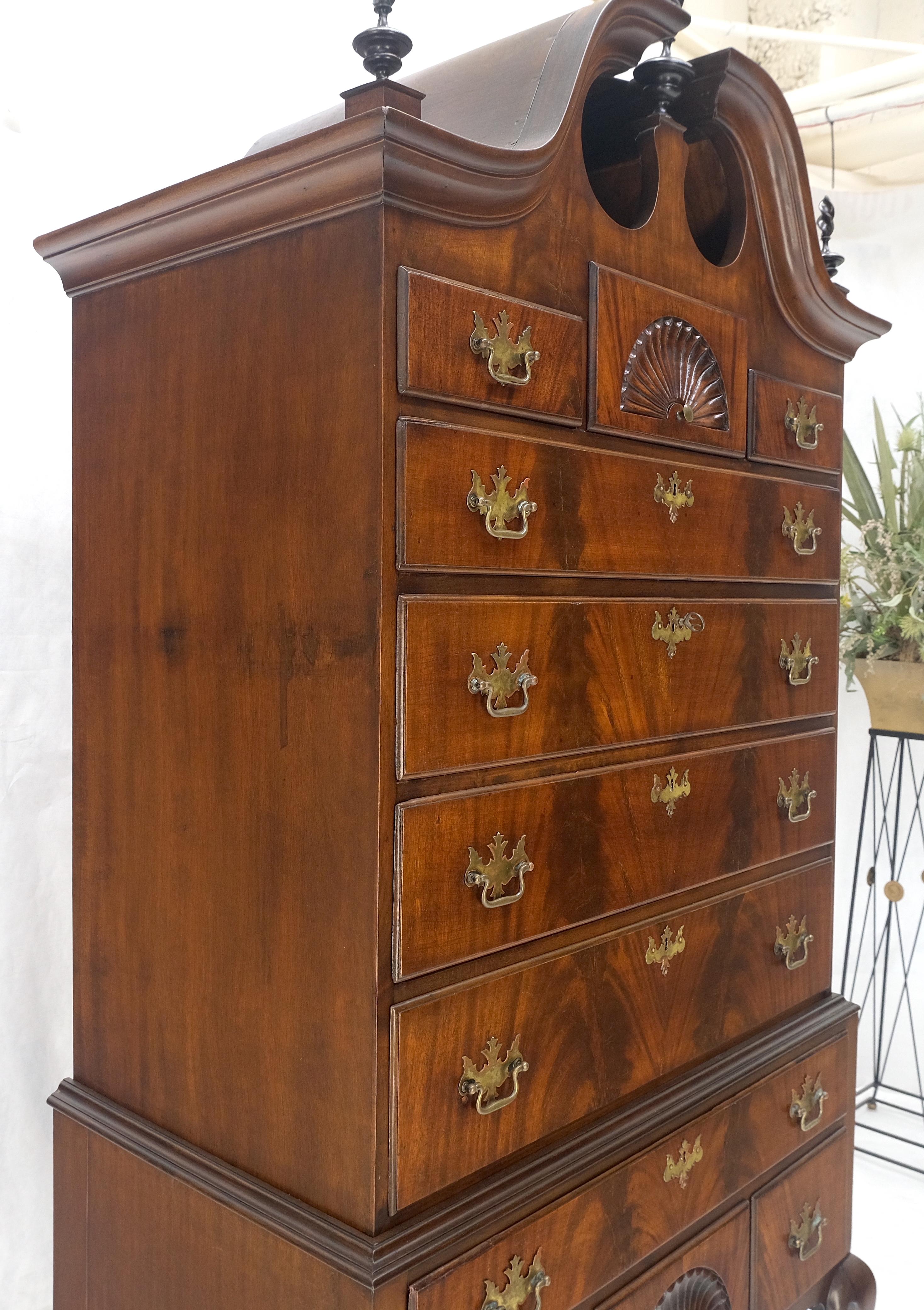 20th Century Tall Mahogany Highboy Chippendale Style Queen Ann Legs 11 Drawers Dresser Chest