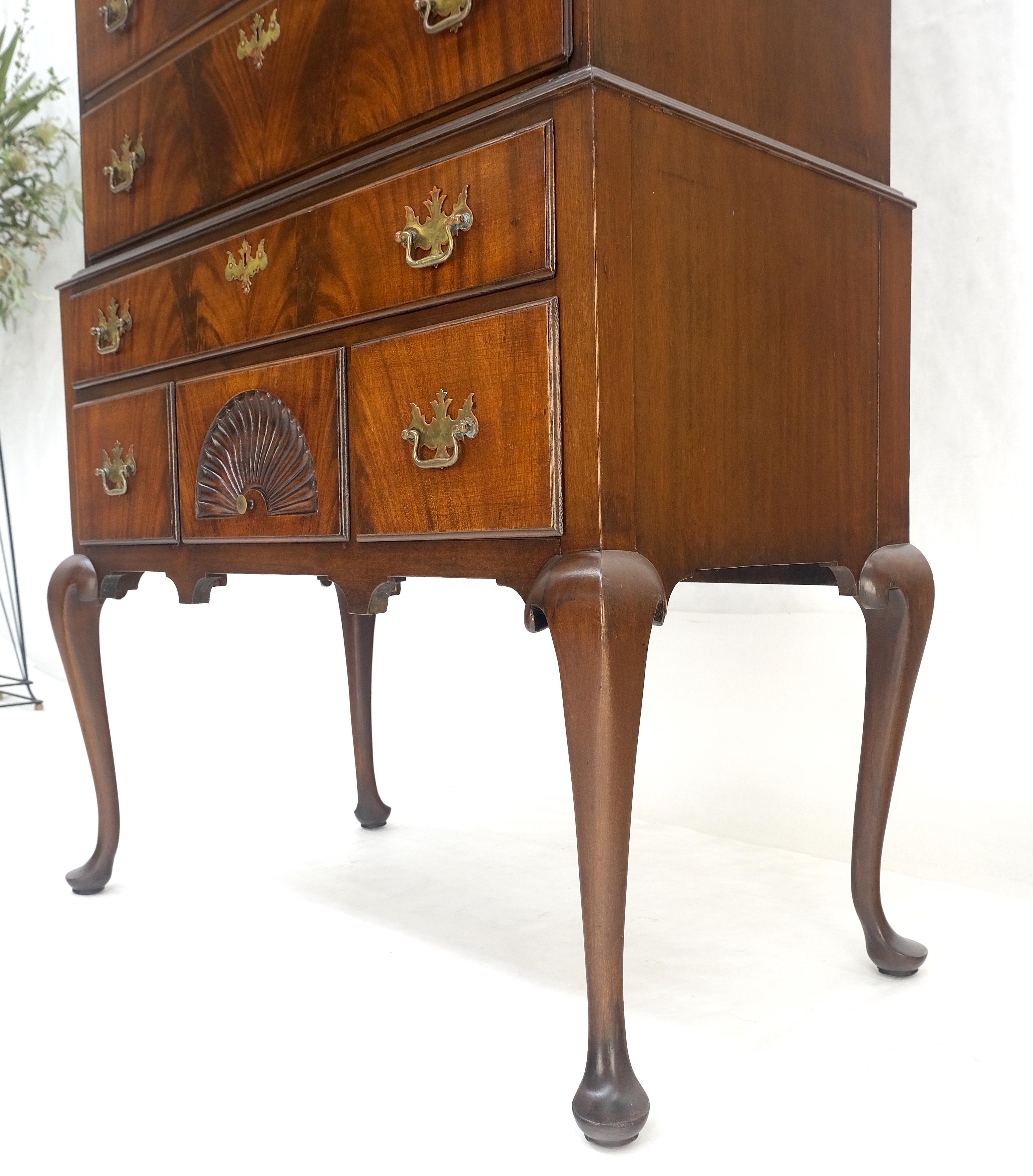 Tall Mahogany Highboy Chippendale Style Queen Ann Legs 11 Drawers Dresser Chest 3