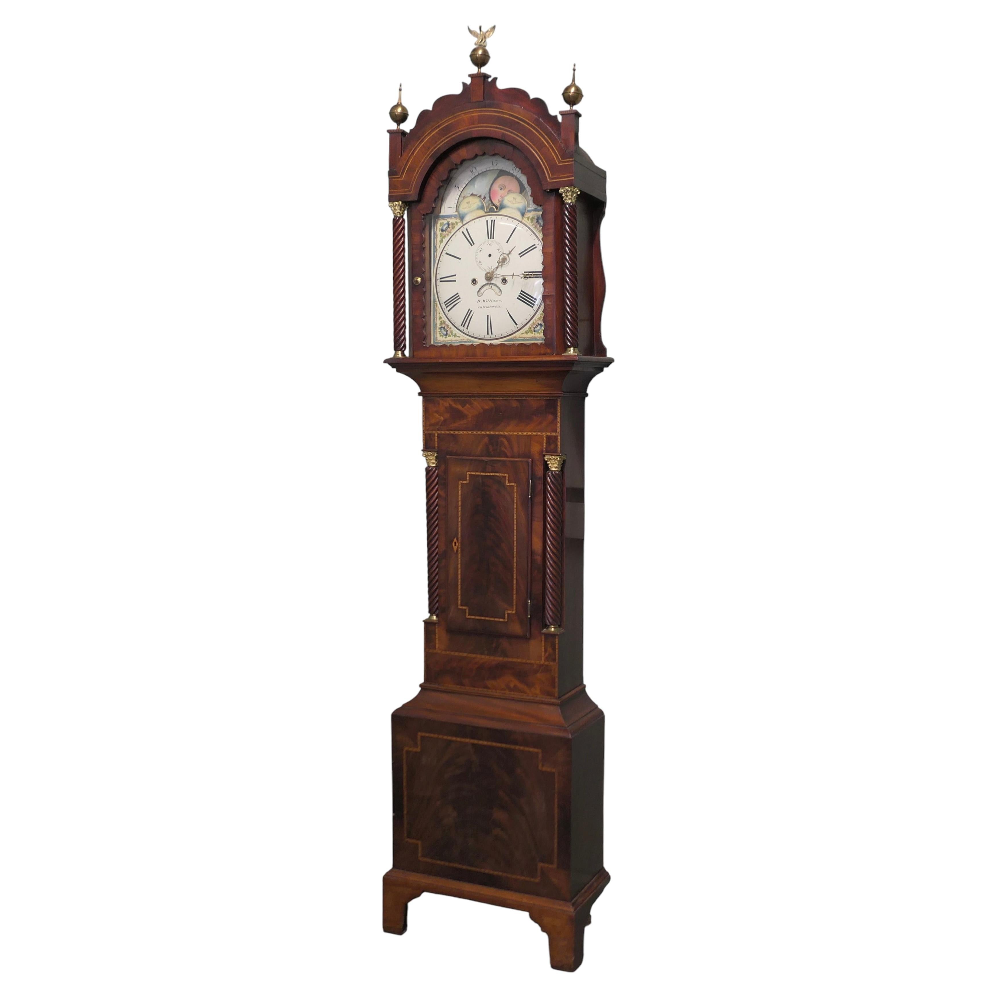 Tall Mahogany Long Case Clock by D Williams of Crickhowell