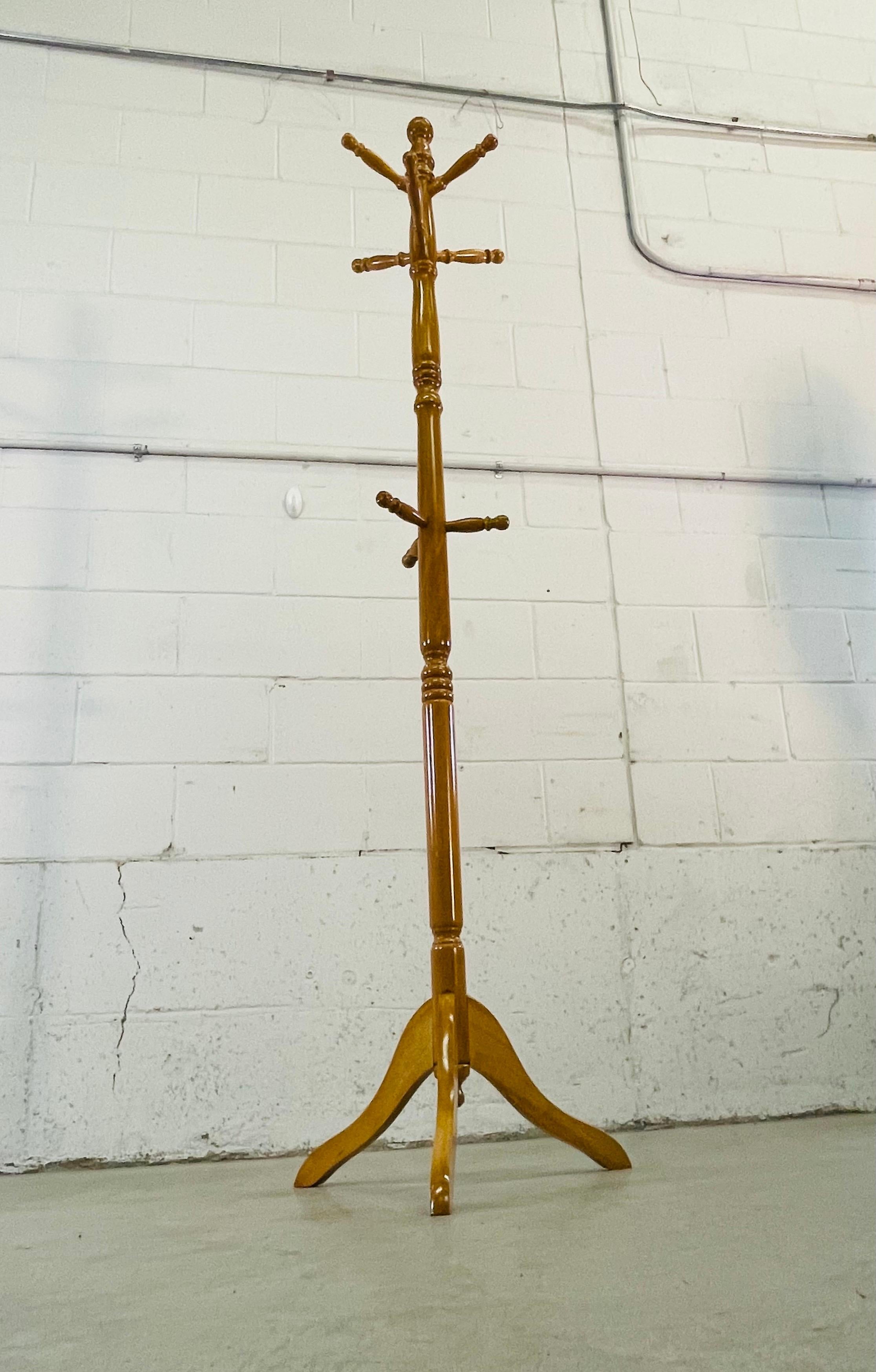 Tall Maple Wood Coat Rack For Sale 1