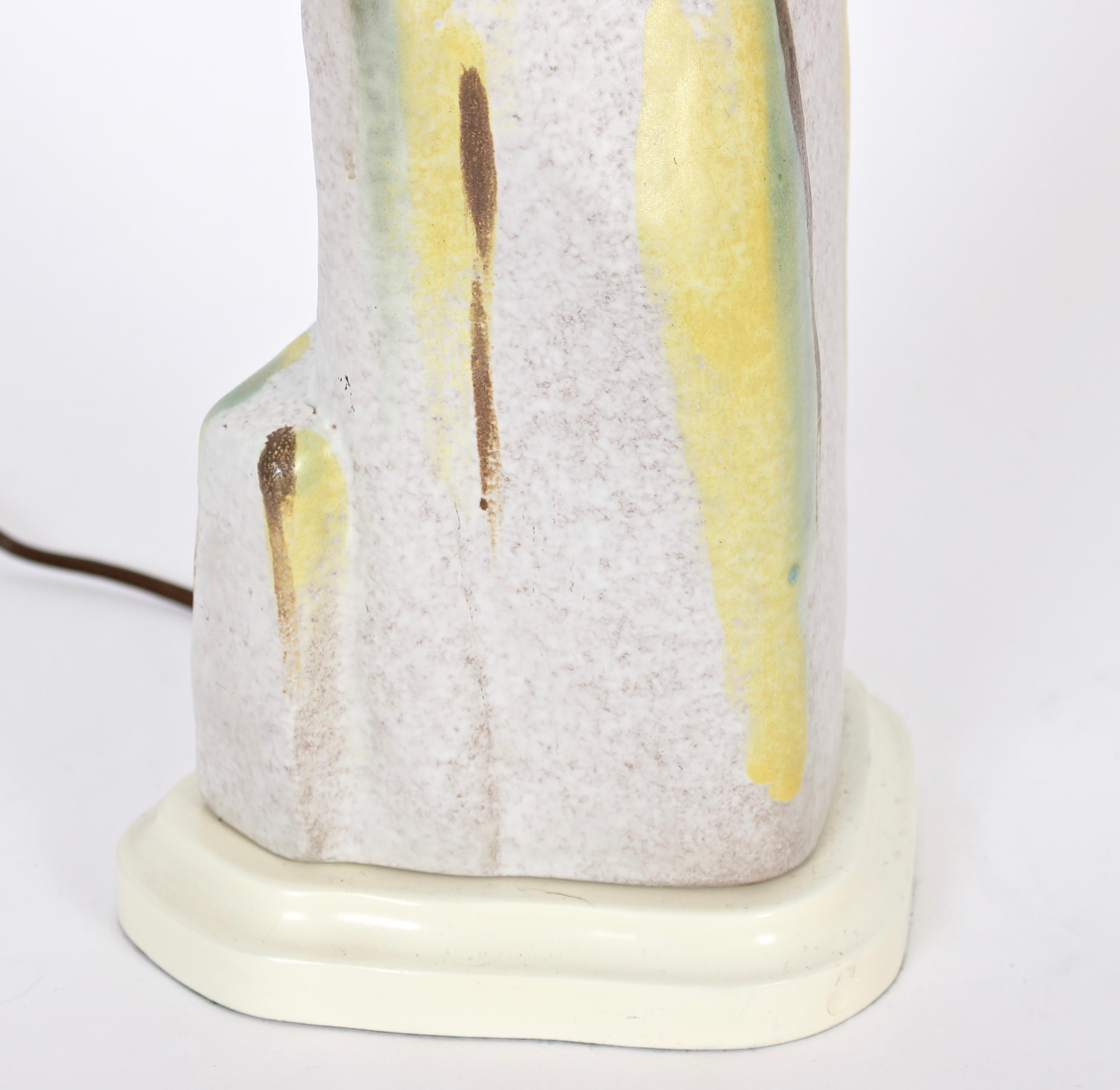 Ceramic Tall Marianna von Allesch Style Hand Painted Figurative Art Pottery Table Lamp For Sale