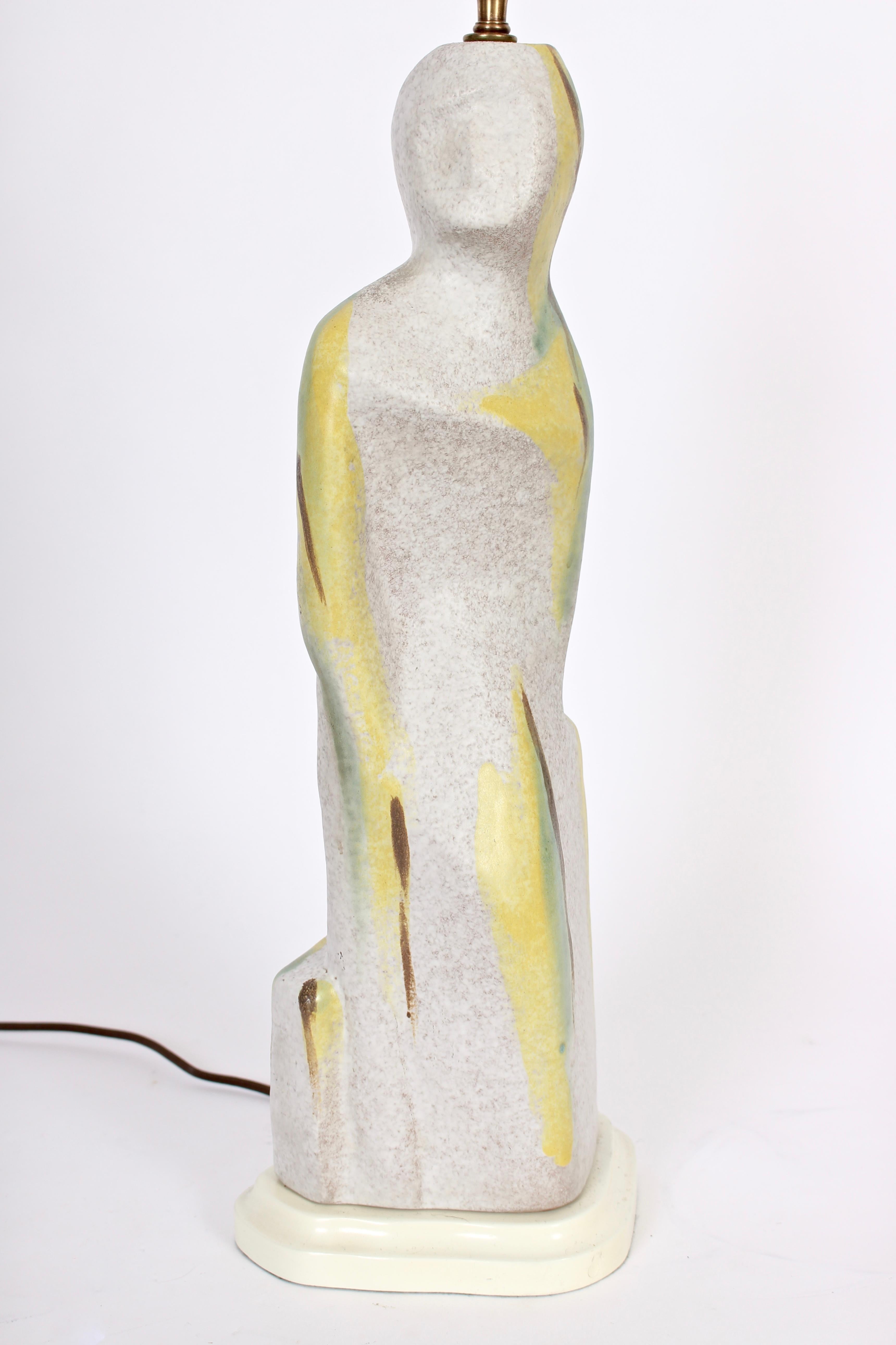 Tall Marianna von Allesch Style Hand Painted Figurative Art Pottery Table Lamp For Sale 1