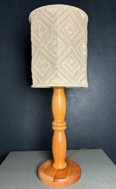 Tall Markslöjd Pine Wood Table Lamp, Sweden, 1960s