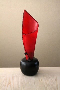 Tall Marvelous Post Modern Red Fiberglass Table Lamp 1980s Sottsass Memphis Era