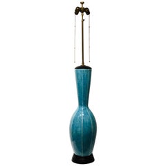 Tall Massive Midcentury Crackle Ceramic Lamp by Marbro Lamp Company
