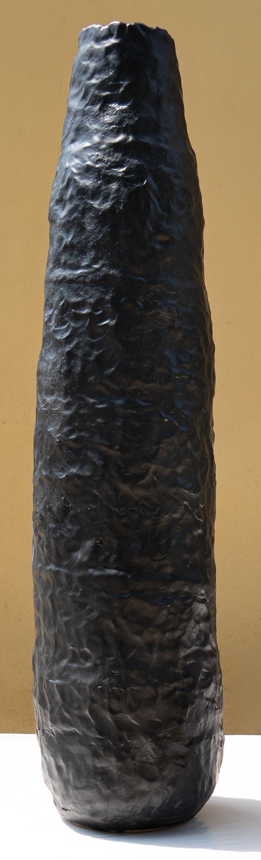 Modern Tall Matte Black Vase by Daniele Giannetti For Sale