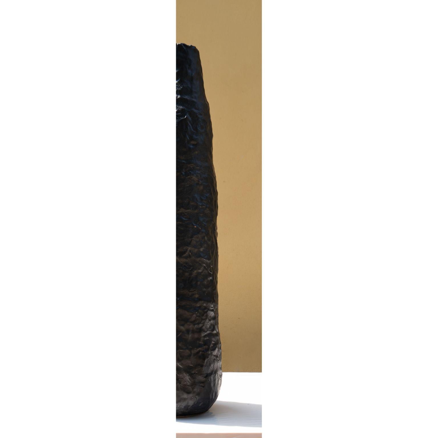 Glazed Tall Matte Black Vase by Daniele Giannetti For Sale