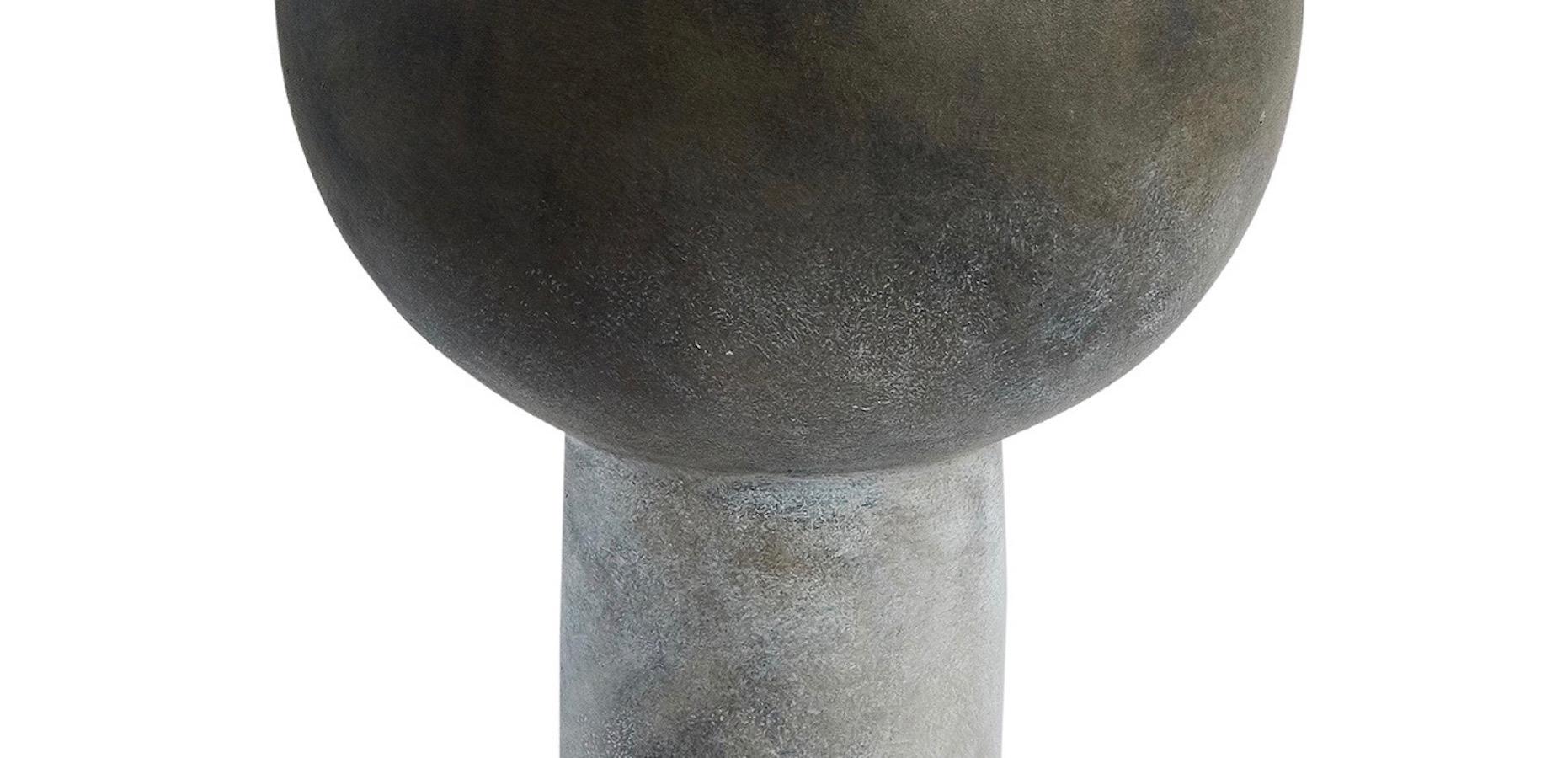 Chinese Tall Matte Grey Globe Shape Top Danish Design Ceramic Vase, China, Contemporary For Sale