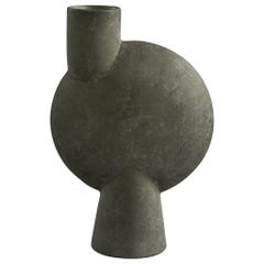 Tall Matte Grey off Center Single Spout Vase, Denmark, Contemporary