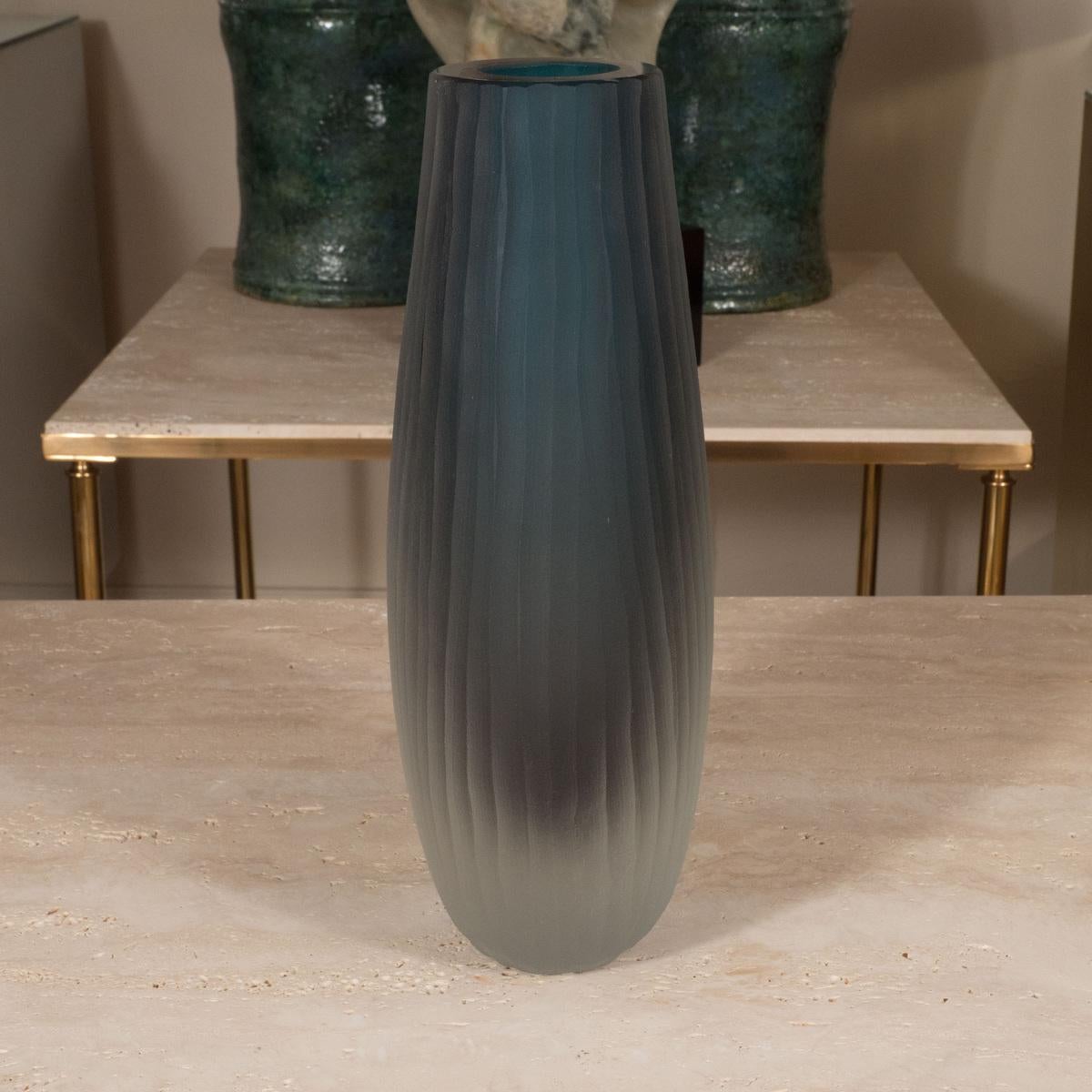 Mid-Century Modern Tall Matte Murano Glass Vase
