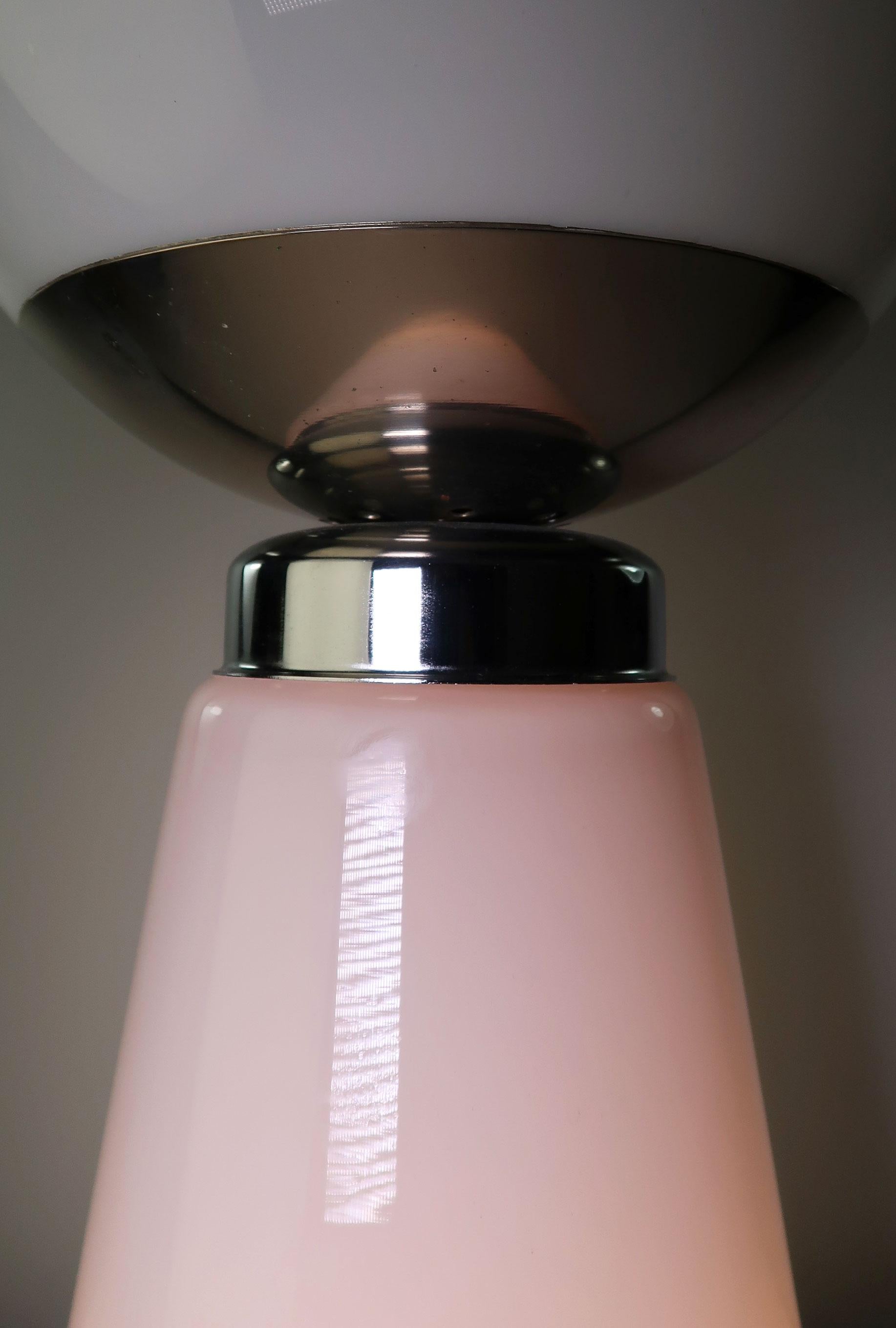 Late 20th Century Tall Mazzega Murano Rose Cone, White Globe Glass Italian Modern Lamp, 1970s