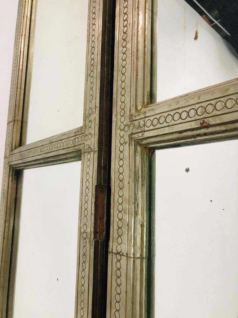 Late 20th Century Tall Metal Wrapped Mirror Panels For Sale