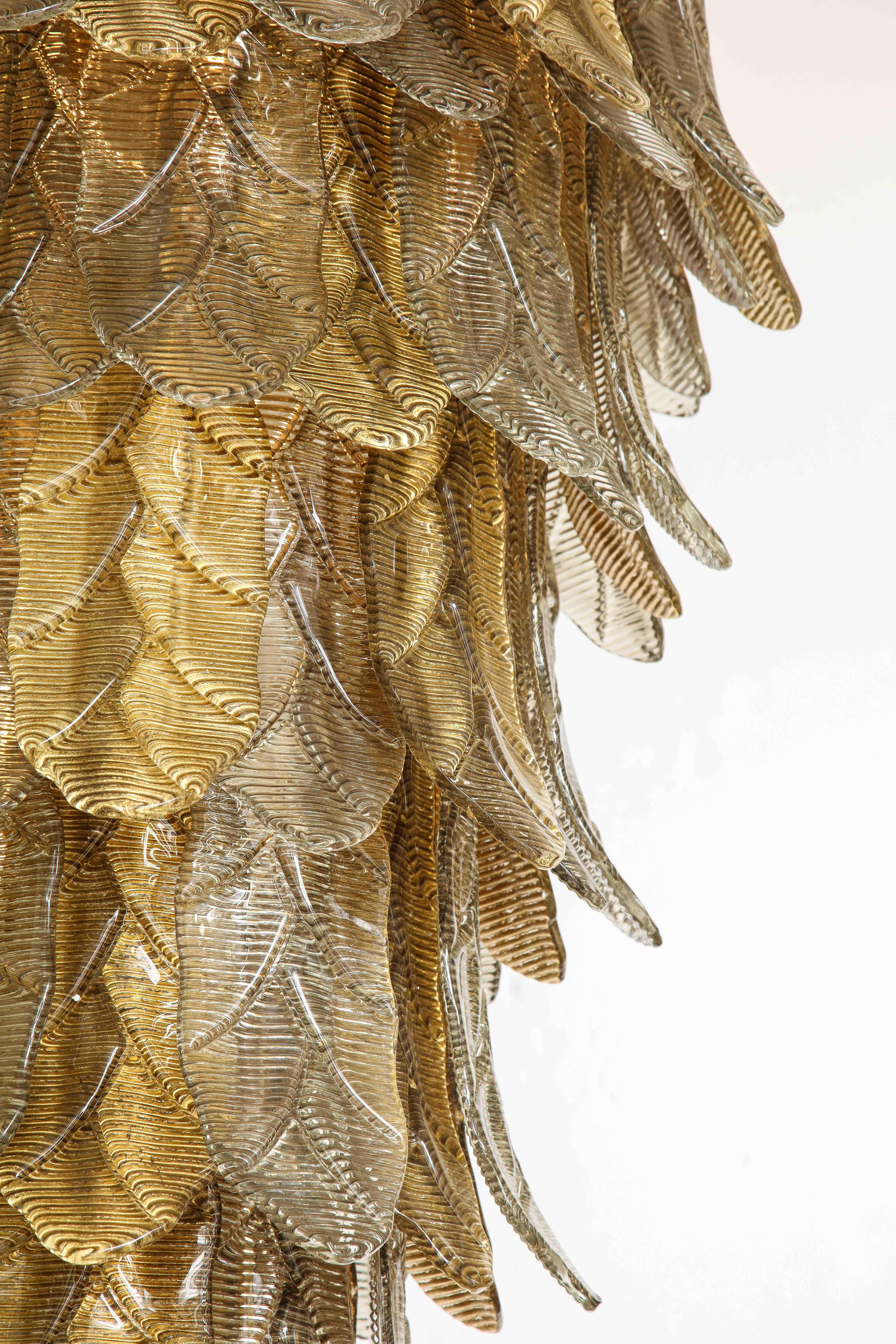 Contemporary Tall Metallic Gold and Smoked Taupe Murano Glass 