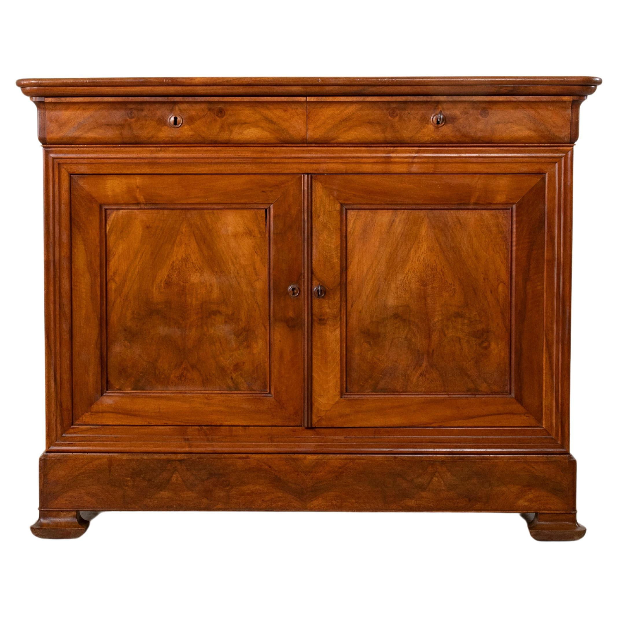 Tall Mid-19th Century French Louis Philippe Period Walnut Buffet or Sideboard For Sale