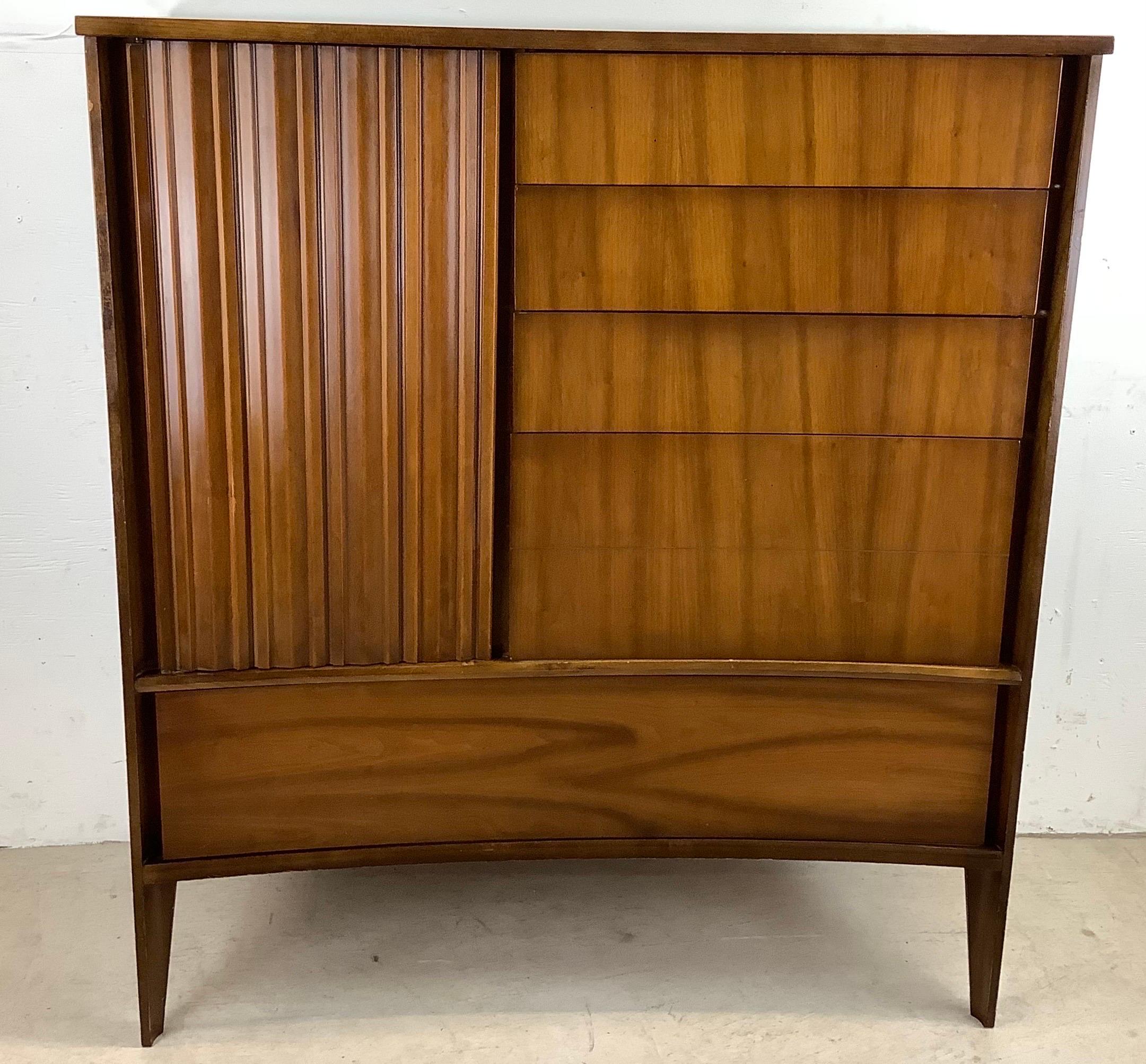 Veneer Tall Mid-Century Bedroom Dresser by Unagusta