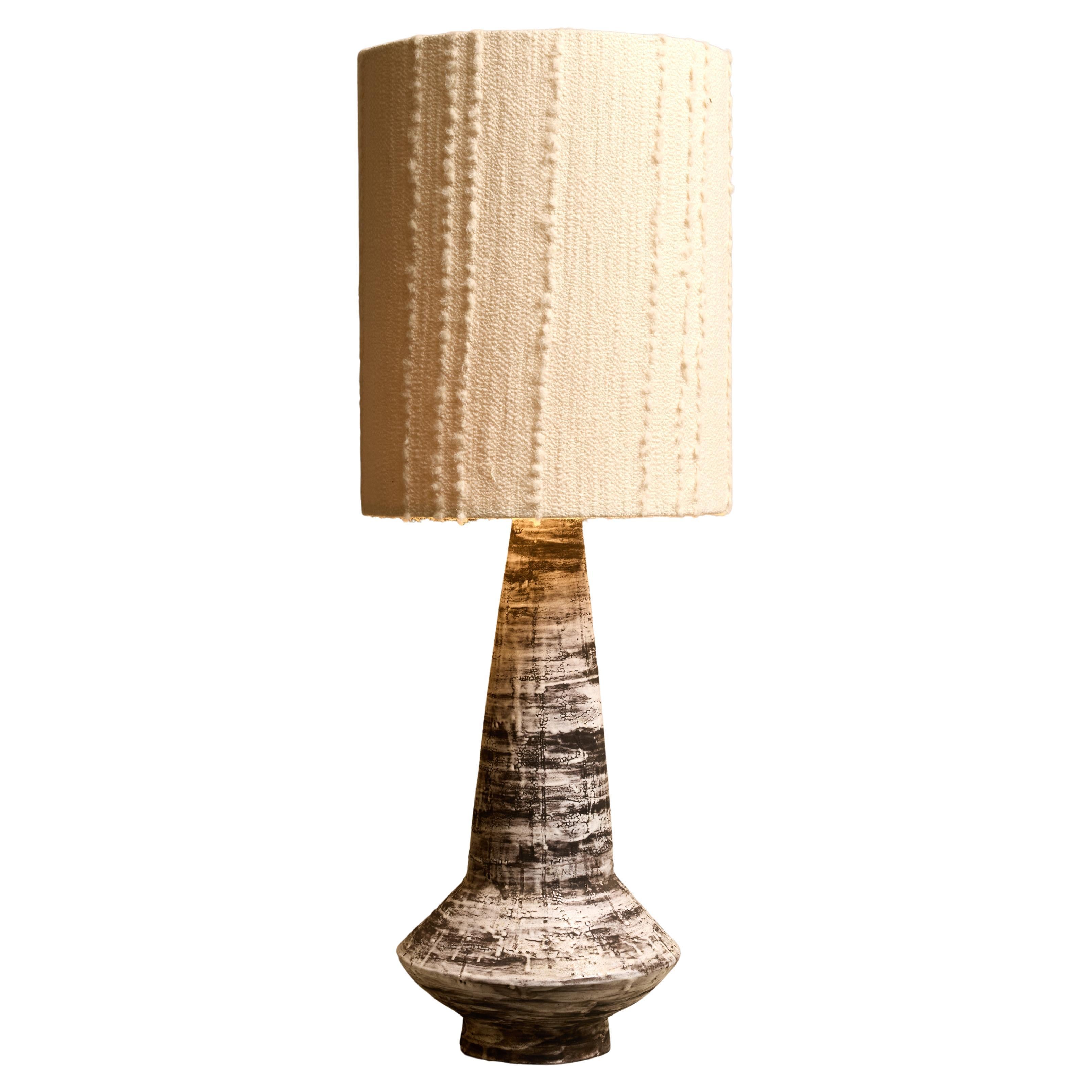 Tall Mid Century Black and White Table Lamp