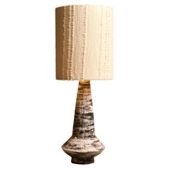 Tall Mid Century Black and White Table Lamp
