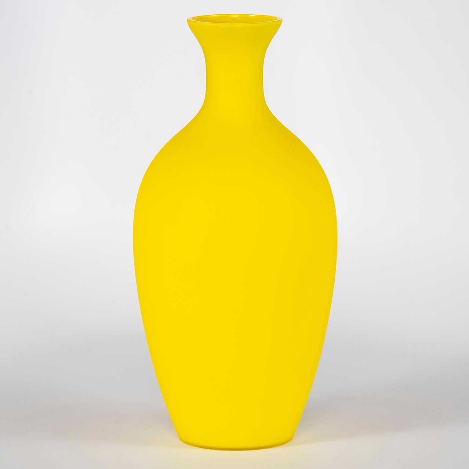 tall yellow glass vase