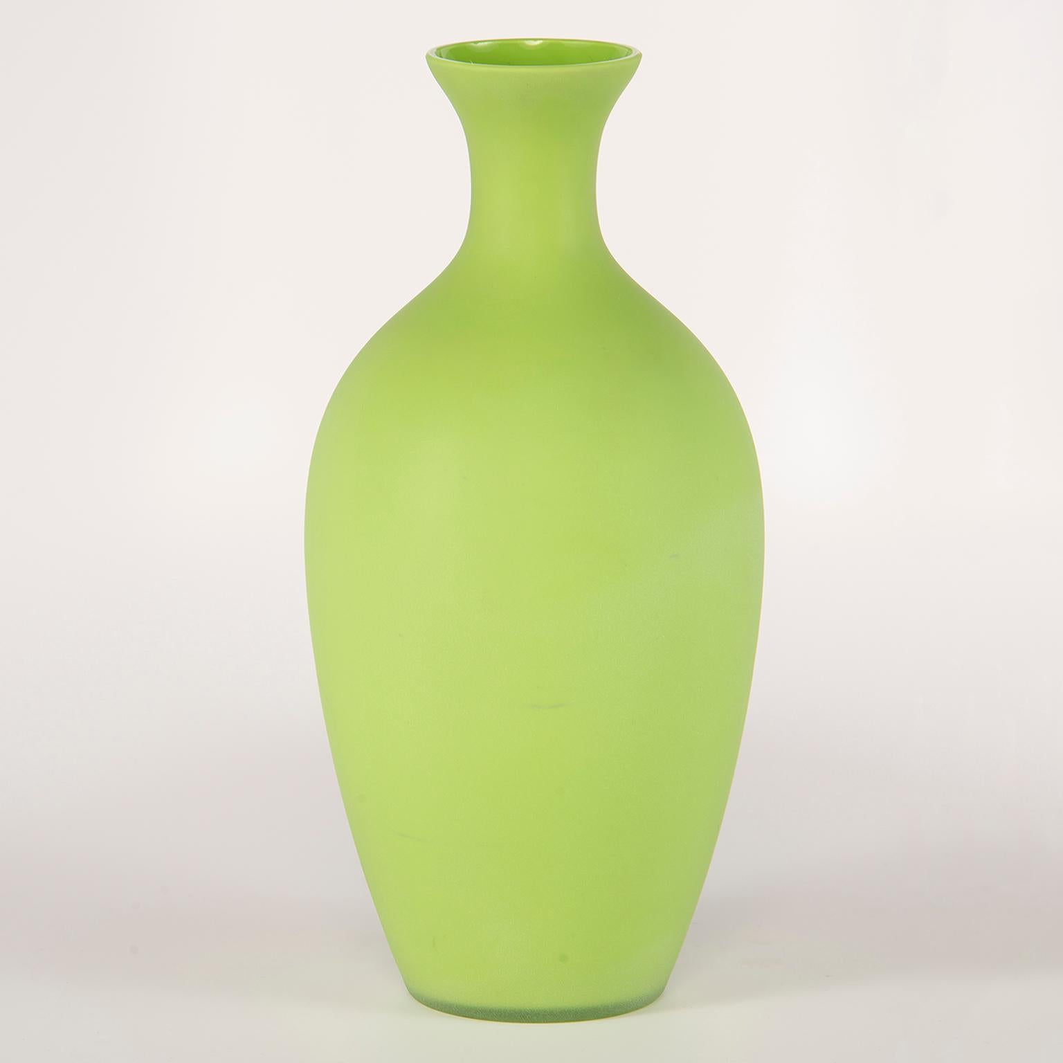 Mid-Century Modern Tall Midcentury Cenedese Murano Glass Green Vase