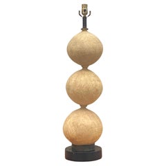 Grande lampe de table à boule empilée en céramique et plâtre du milieu du siècle dernier