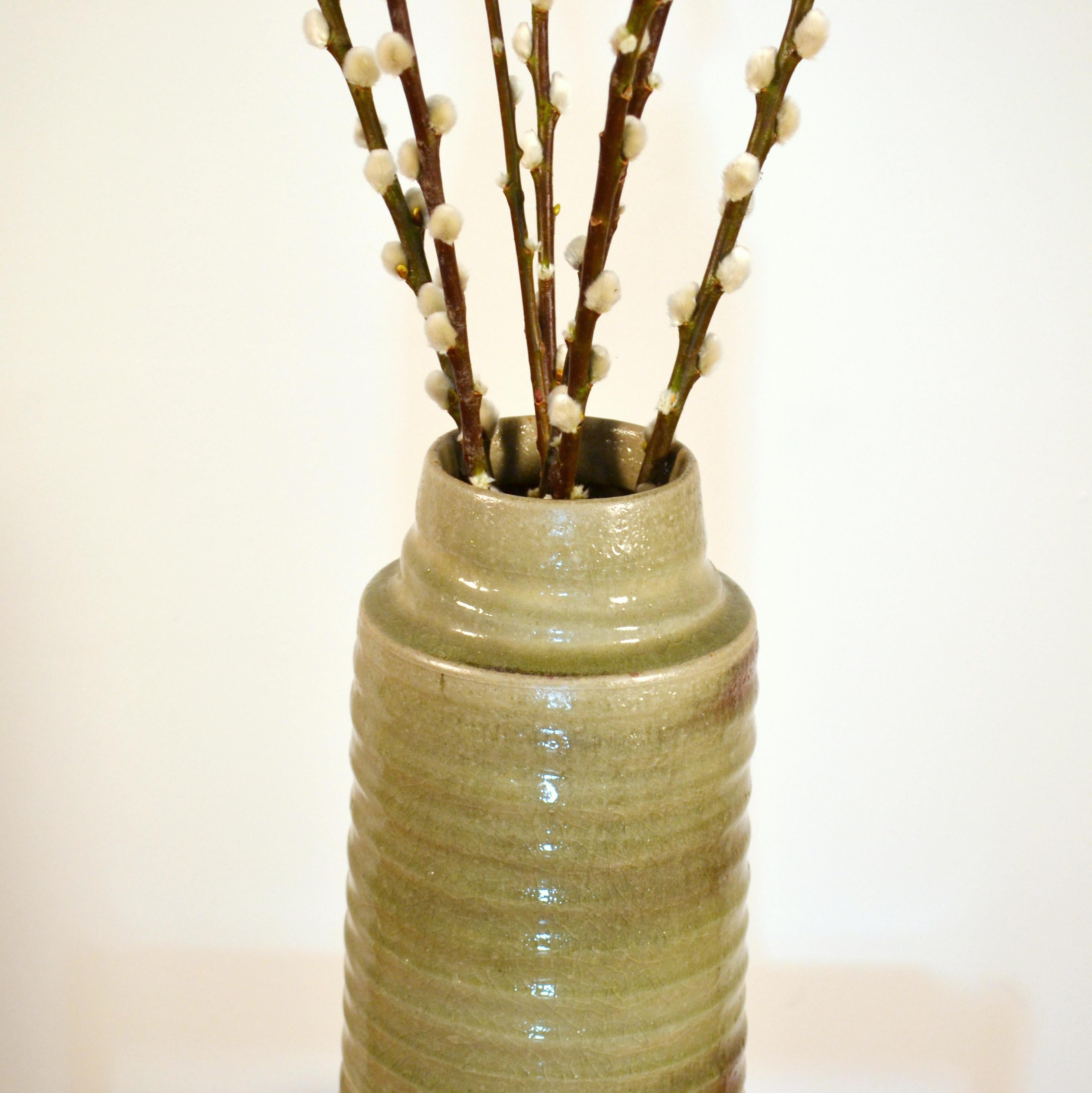 Dutch Tall Mid Century Ceramic Studio Vases in Earth Tones by Mobach For Sale