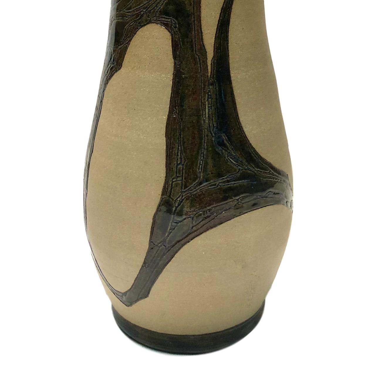 Hohe Keramik-Tischlampe aus der Mitte des Jahrhunderts (Italienisch) im Angebot