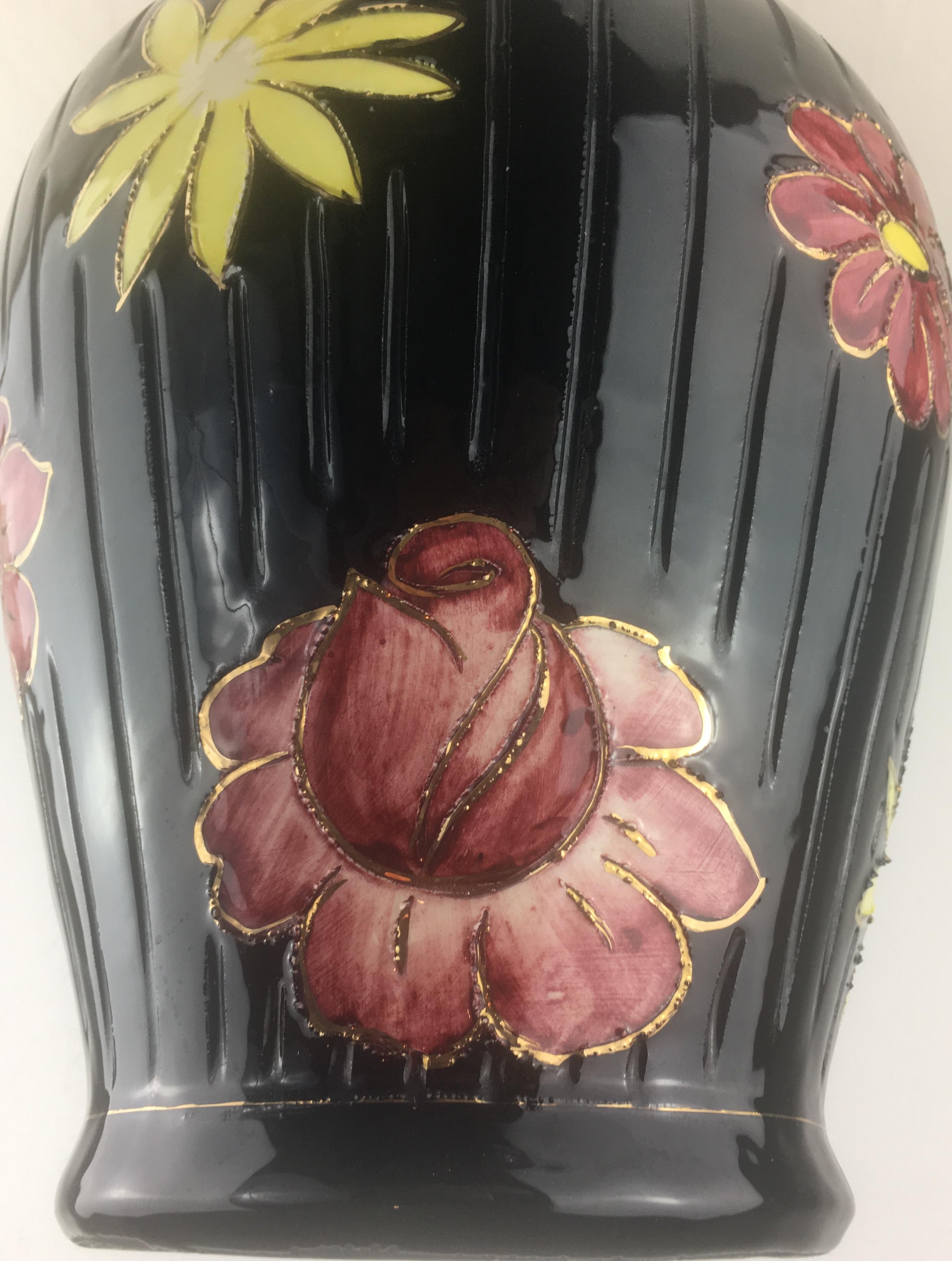 French Tall Glazed Midcentury Ceramic Vase from Vallauris, France  For Sale
