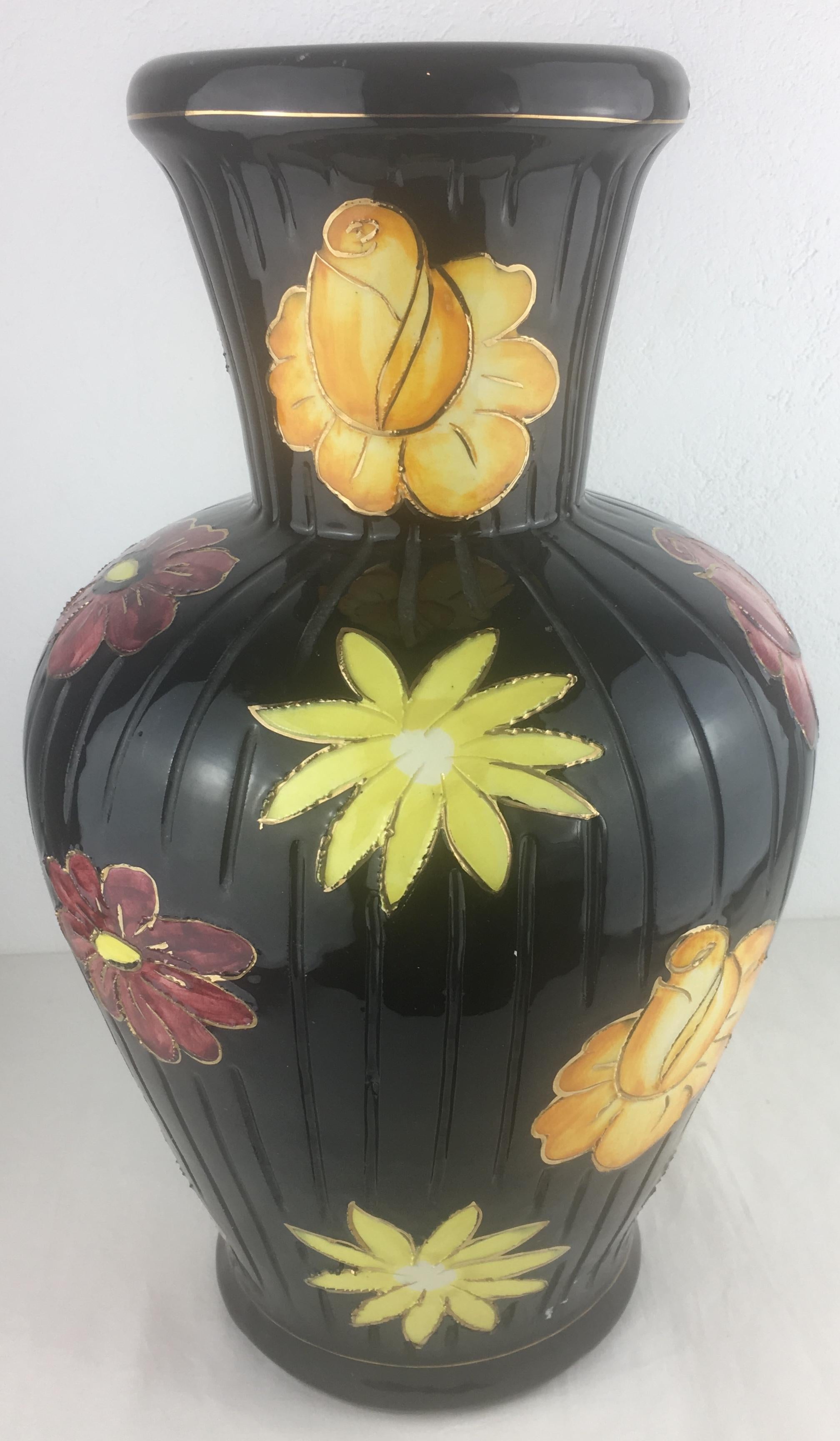 Mid-20th Century Tall Glazed Midcentury Ceramic Vase from Vallauris, France  For Sale