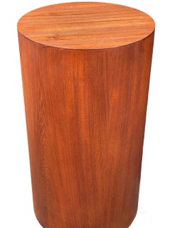 Tall Mid Century Danish Modern Round Circular Teak Drum Table / Display Pedestal