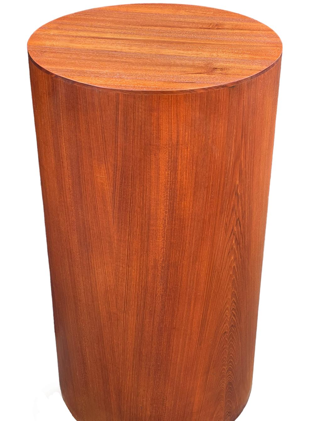 Tall Mid Century Danish Modern Round Circular Teak Drum Table / Display Pedestal For Sale 2