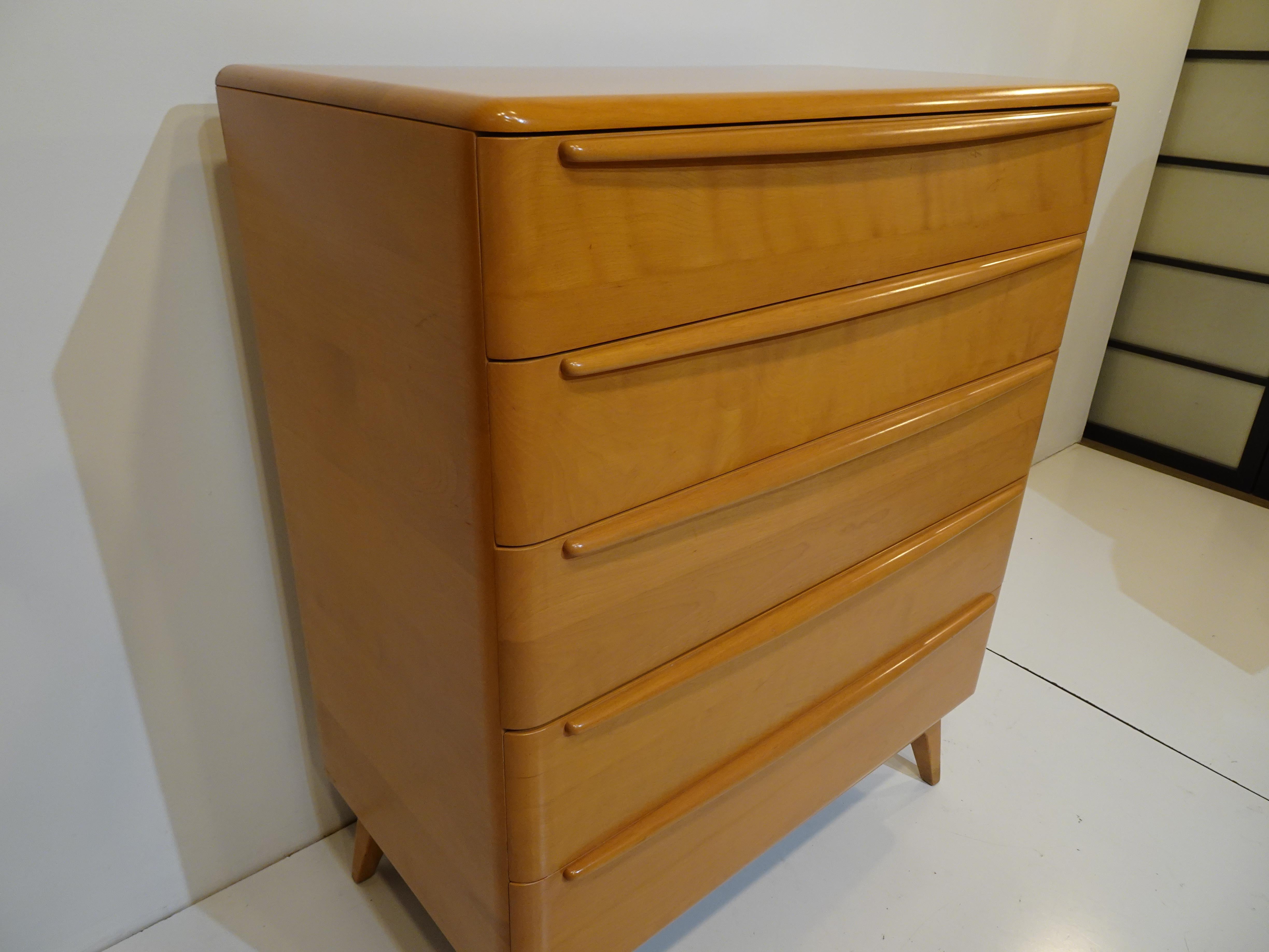 American Tall Mid Century Encore Dresser Chest in Champagne by Heywood Wakefield  