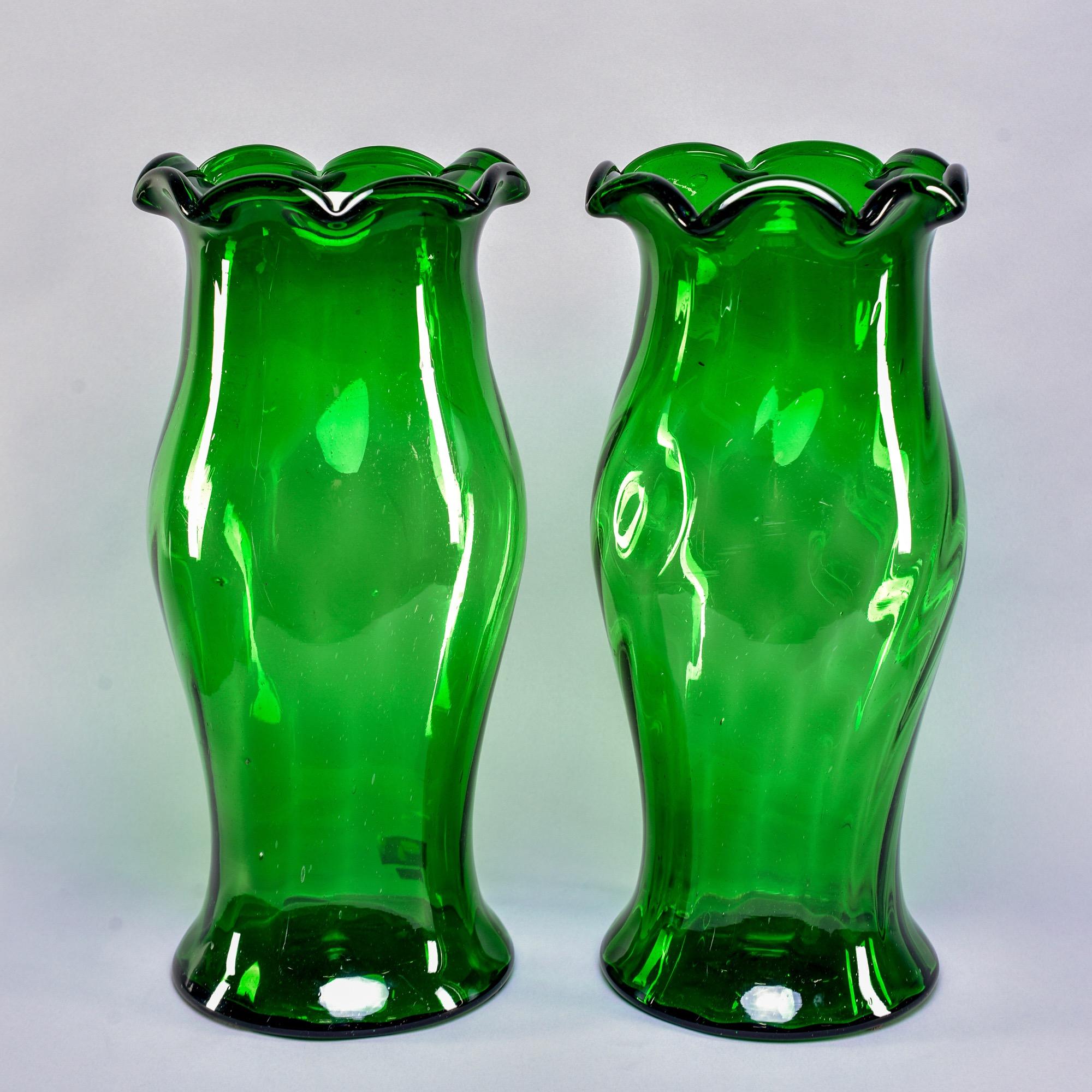 Tall Midcentury European Green Art Glass Vase 2