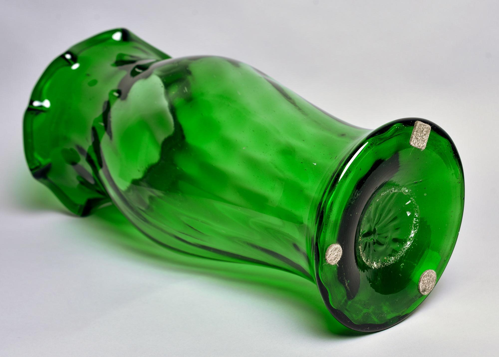 20th Century Tall Midcentury European Green Art Glass Vase