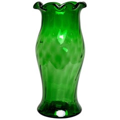 Tall Midcentury European Green Art Glass Vase