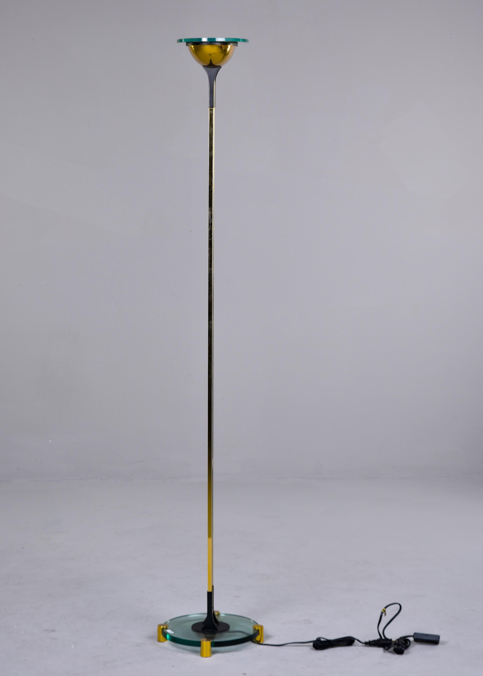 Tall Mid Century Fontana Arte Chrome Floor Lamp In Good Condition For Sale In Troy, MI