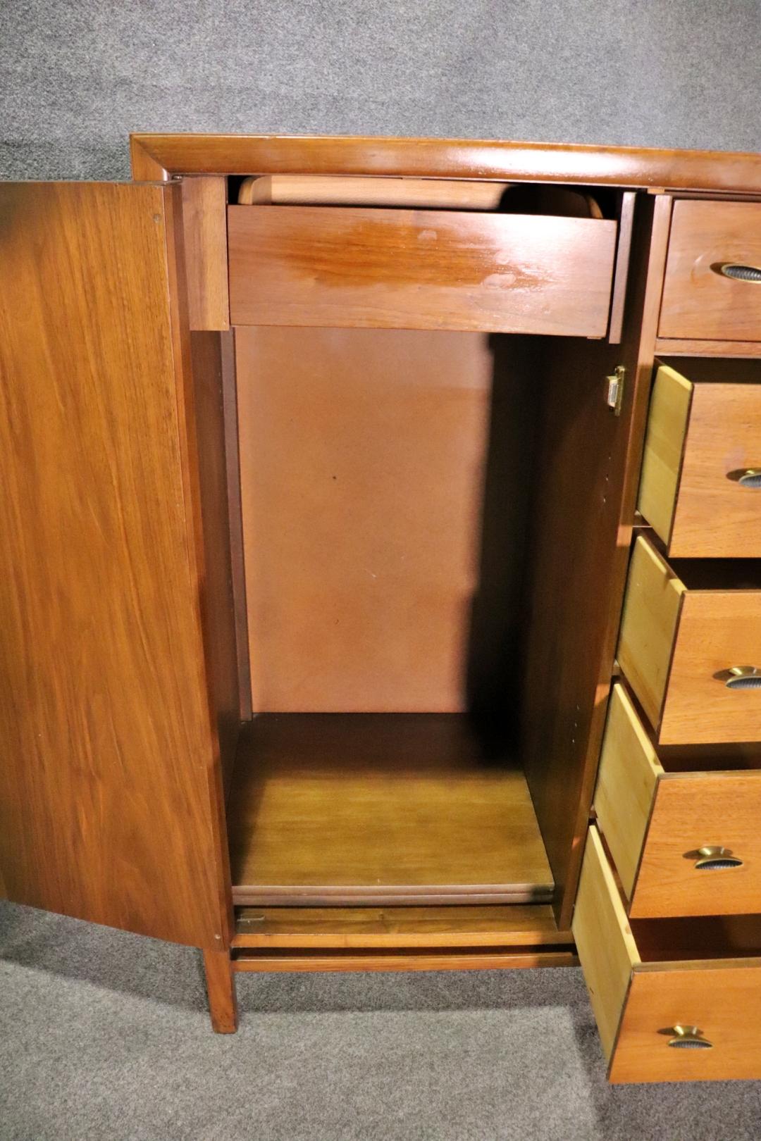 Walnut Tall Mid-Century Gentleman's Chest For Sale