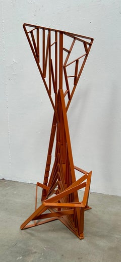 Grande sculpture géométrique en acier du milieu du siècle, unique en son genre